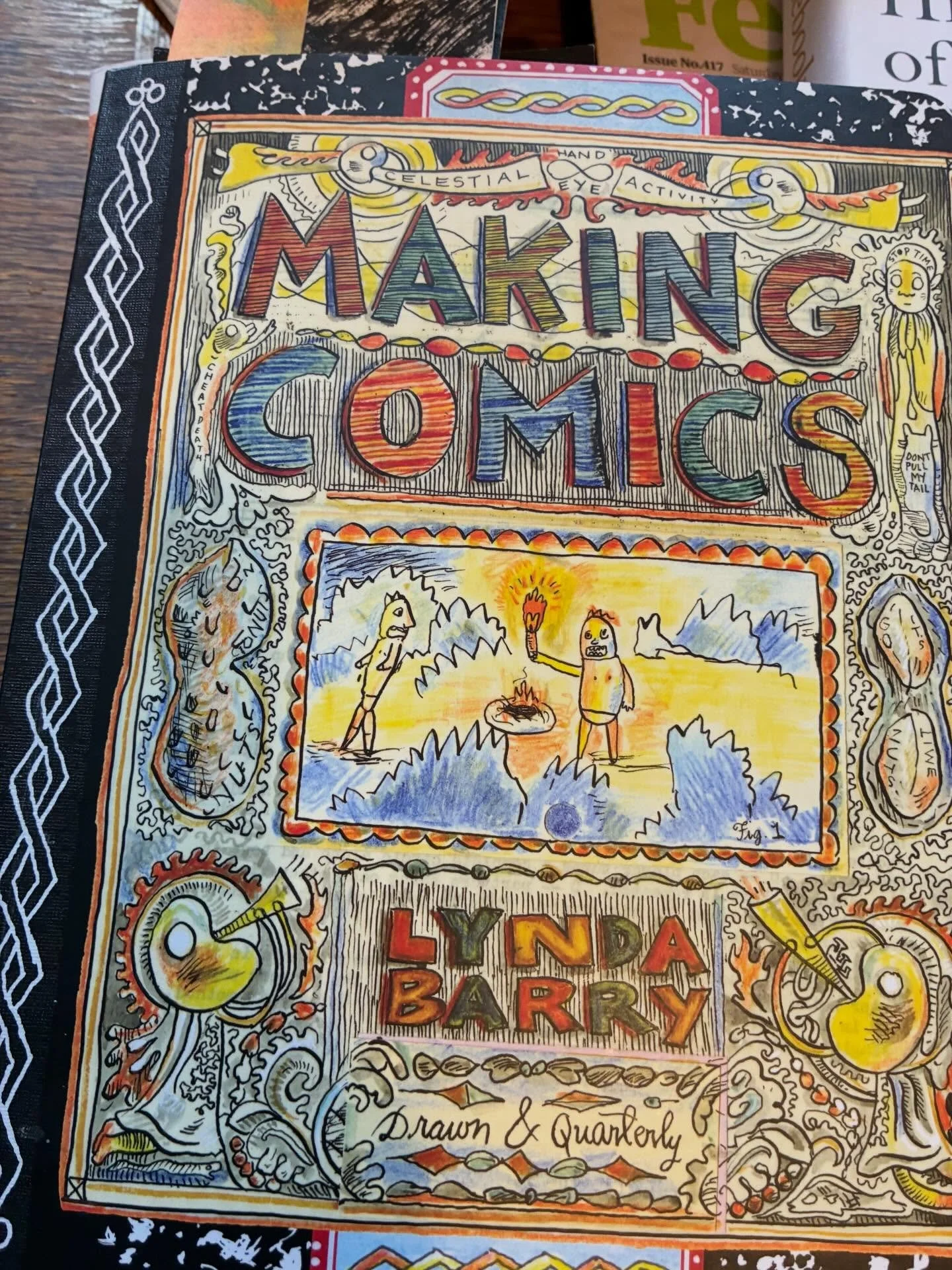 I'm enjoying dipping into some of the drawing exercises in 'Making Comics' by Lynda Barry, drawing a skeleton in three colours -I forgot to draw the first version of skeleton with eyes closed and actually prefer the 2nd two versions...
#lyndabarry #m