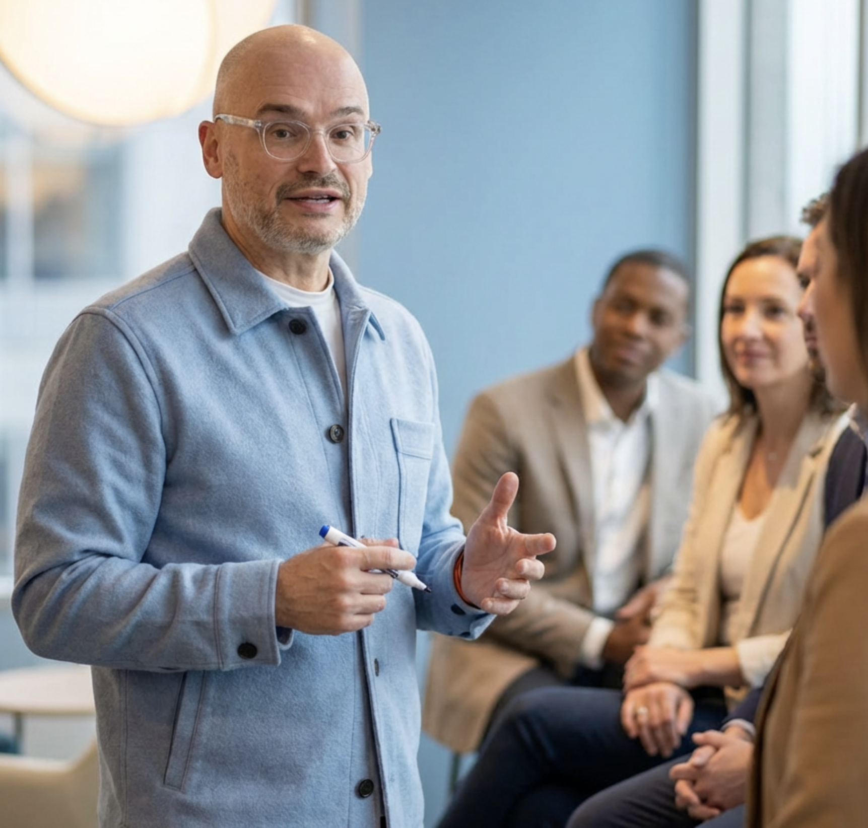 Image of Peter Sykes facilitating a group session at a University