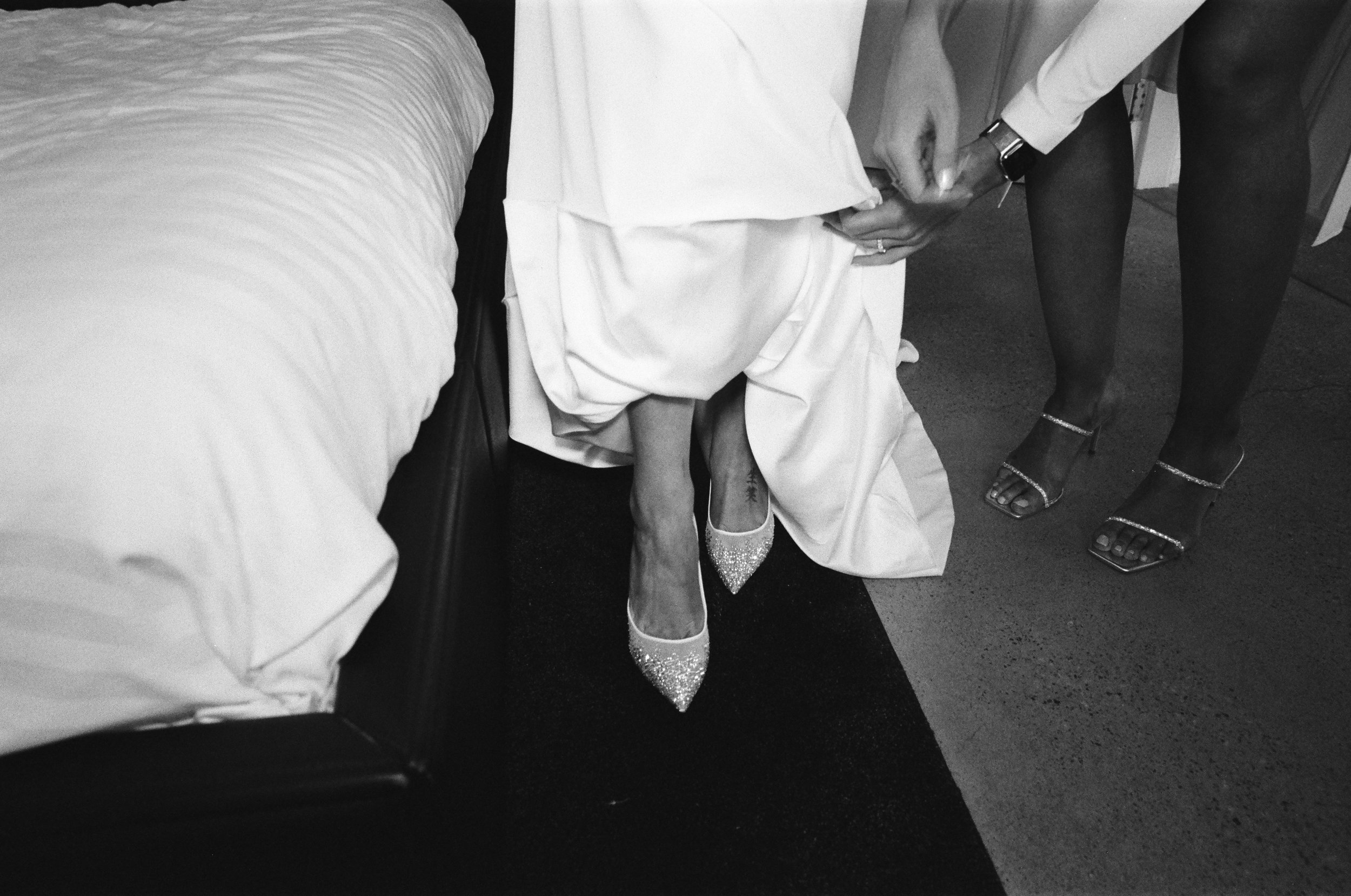 Timeless black and white wedding portrait on 35mm film