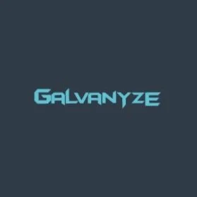 The image features the word 'GALVANYZE' in light blue text on a dark blue background.