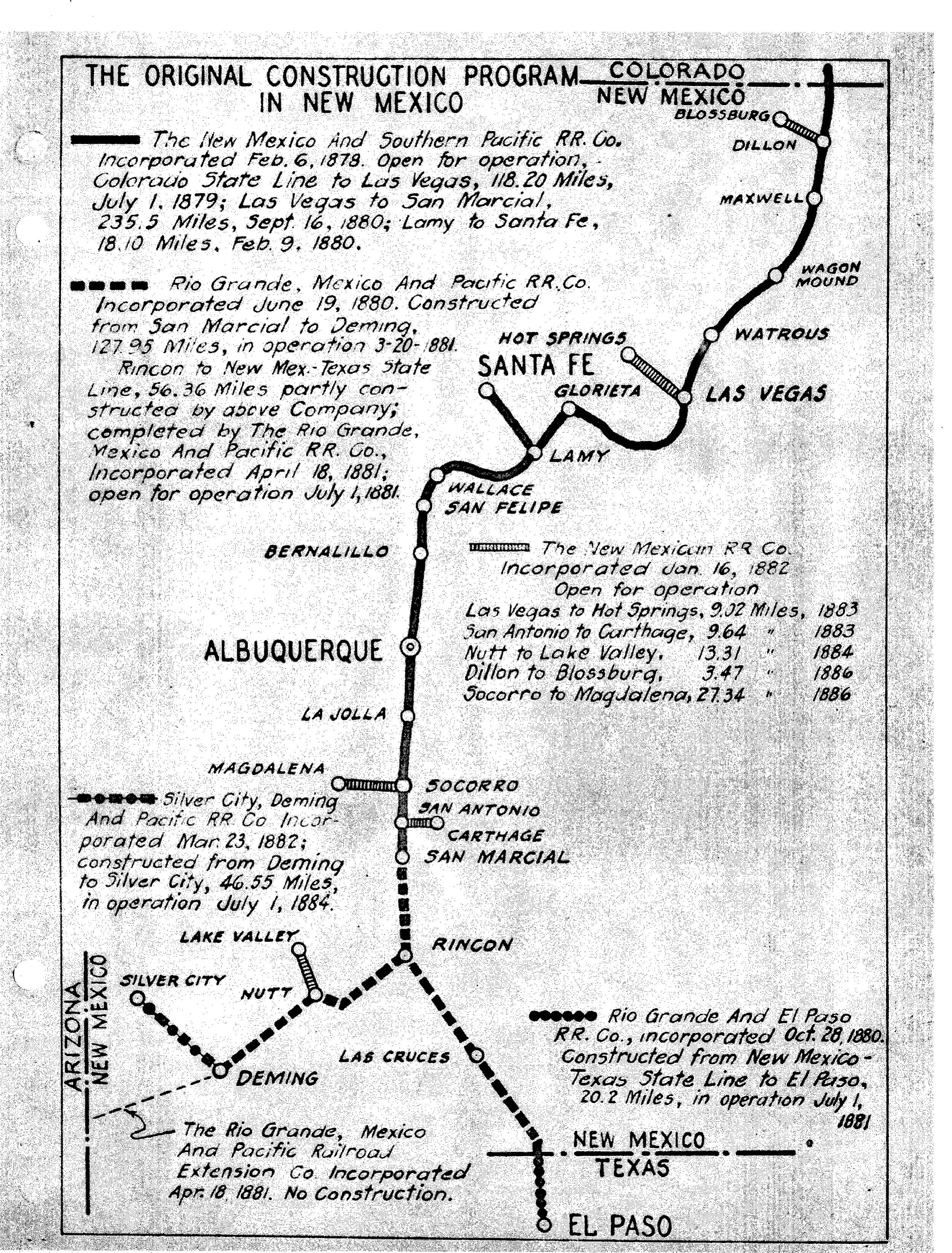 El Paso Railroad Timeline 1881-1895 — Southern Pacific 3420