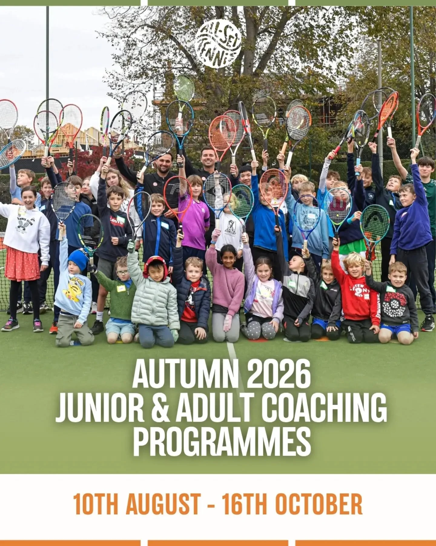 Autumn Junior &amp; Adult Coaching! 🎾🍁

We are happy to announce that our upcoming autumn Junior &amp; Adult Coaching Programmes are NOW LIVE TO BOOK!

➡️ Our Junior coaching programme is scheduled to run between 10th August - 16th October (10 week