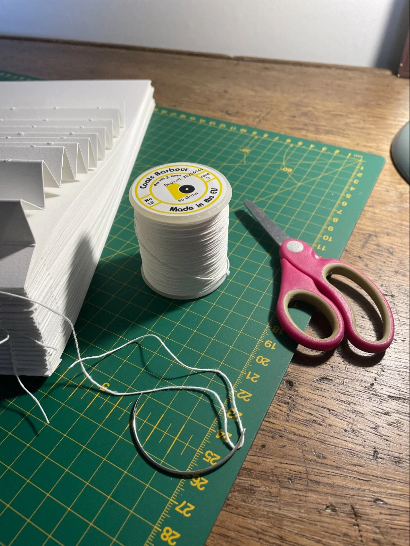 * t h e  n o t  s o  l i t t l e  t h i n g s *

It might look like a very simple scene - nothing but a half-sewn book block, a curved needle and some waxed thread, scissors - but actually it is something quite significant, both for me and for the pe