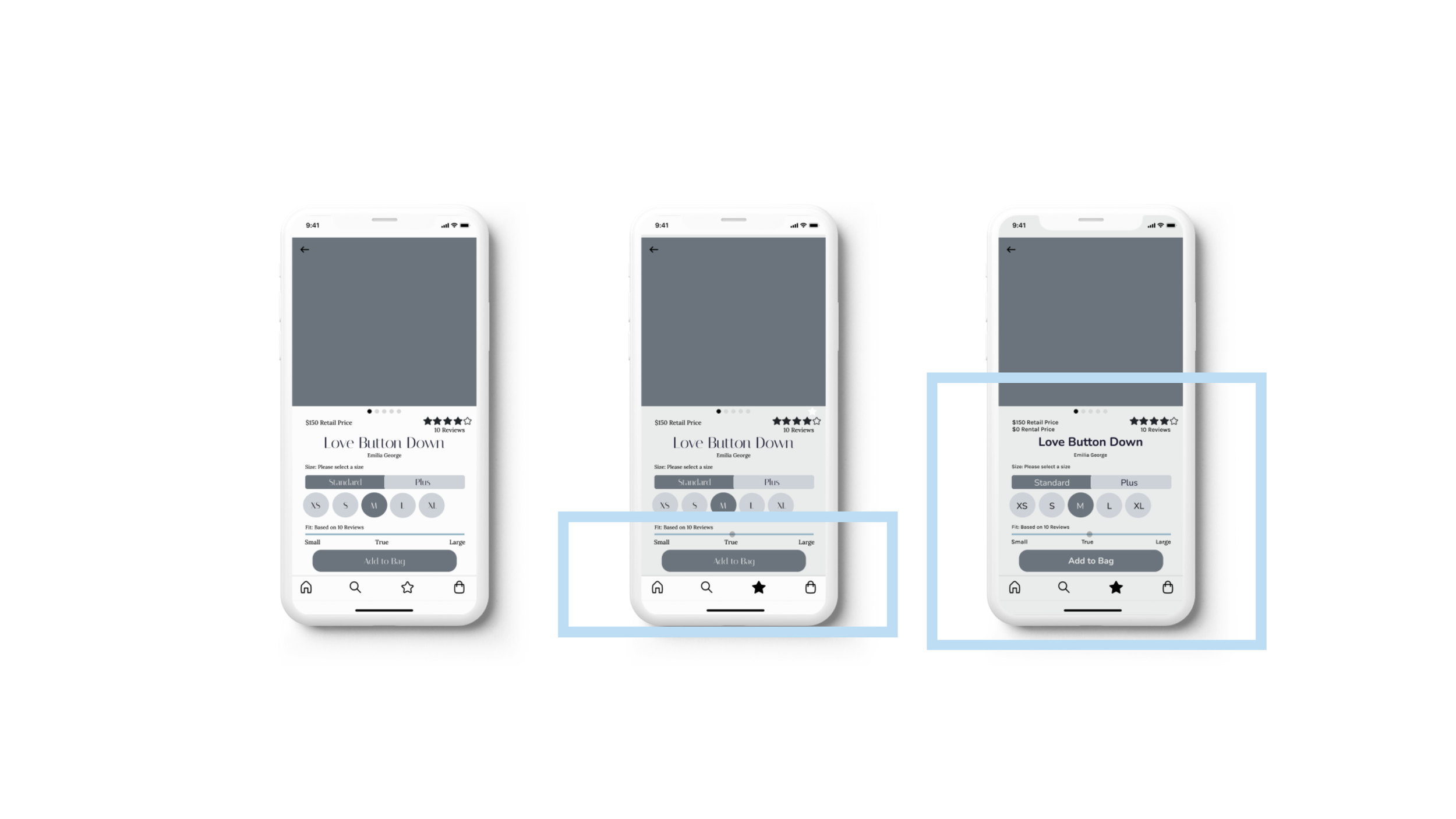  The highlighted navigation bar was the biggest change from version 1 to version 2, as well as the size bar. Version 3 changed with different fonts and font sizes. 