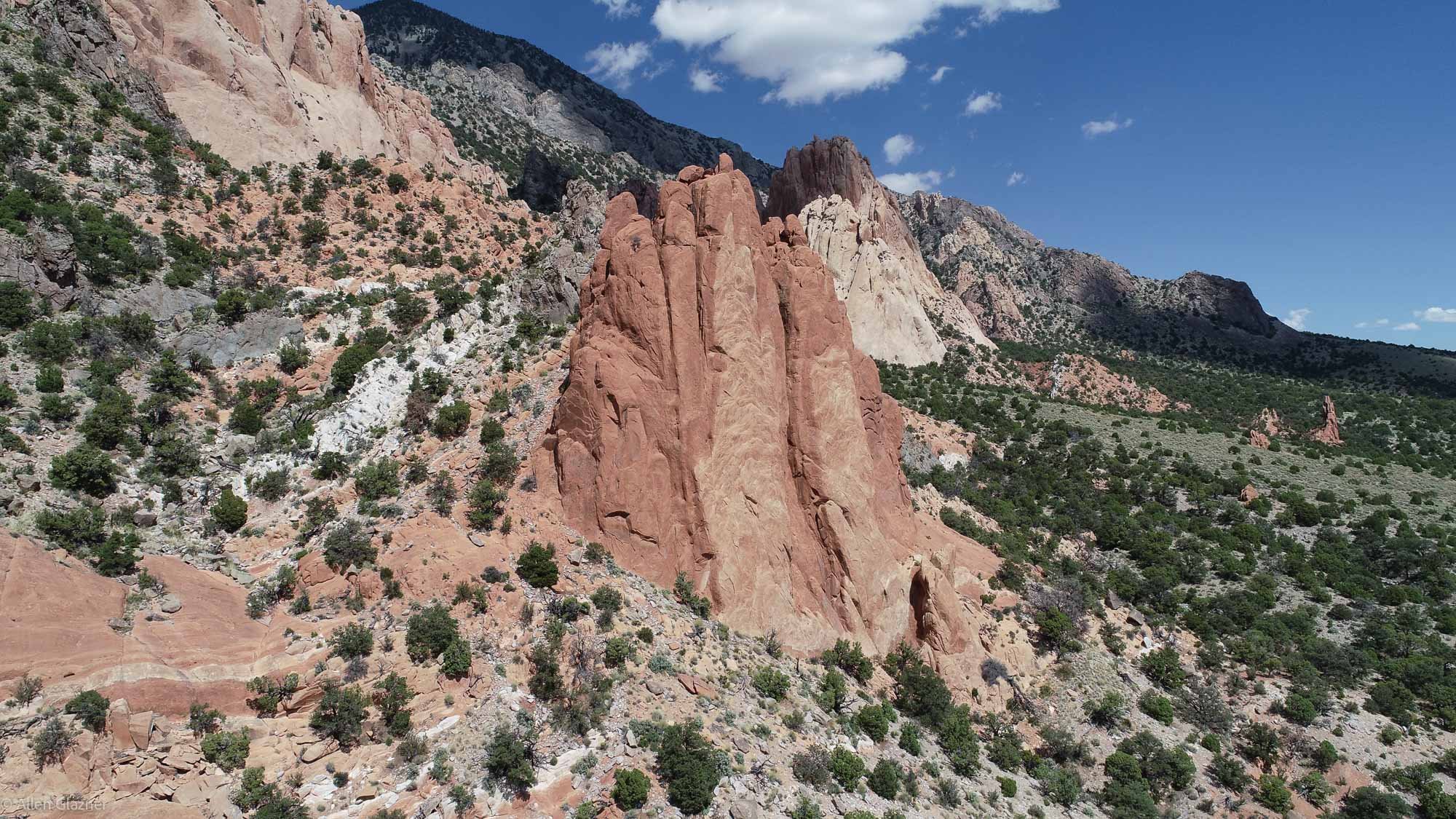 Upturned sandstone on Mt. Hillers laccolith, Henry Mountains, Utah