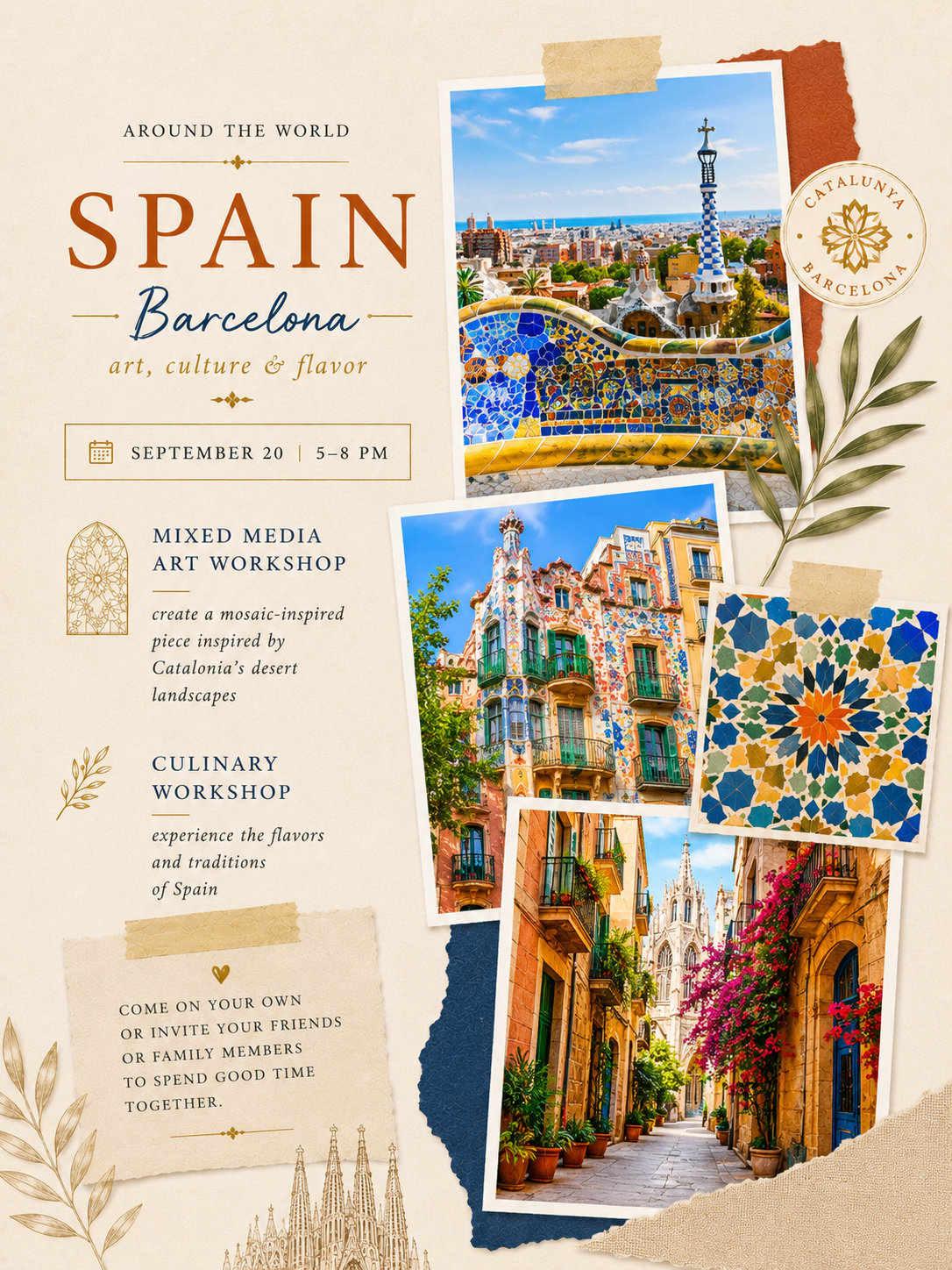 September 20, 5.00 pm-8.00 pm - Around the World, Spain - Art + Culinary workshop (for Adults)