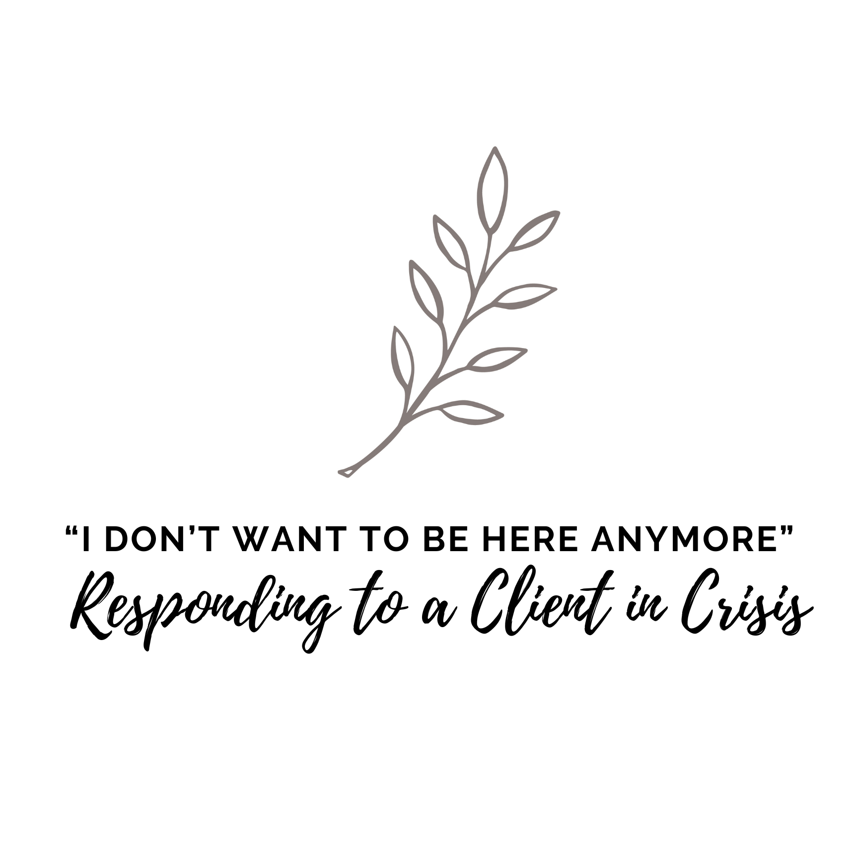 “I Don’t Want to Be Here Anymore”:&nbsp;Responding to a Client in Crisis&nbsp;