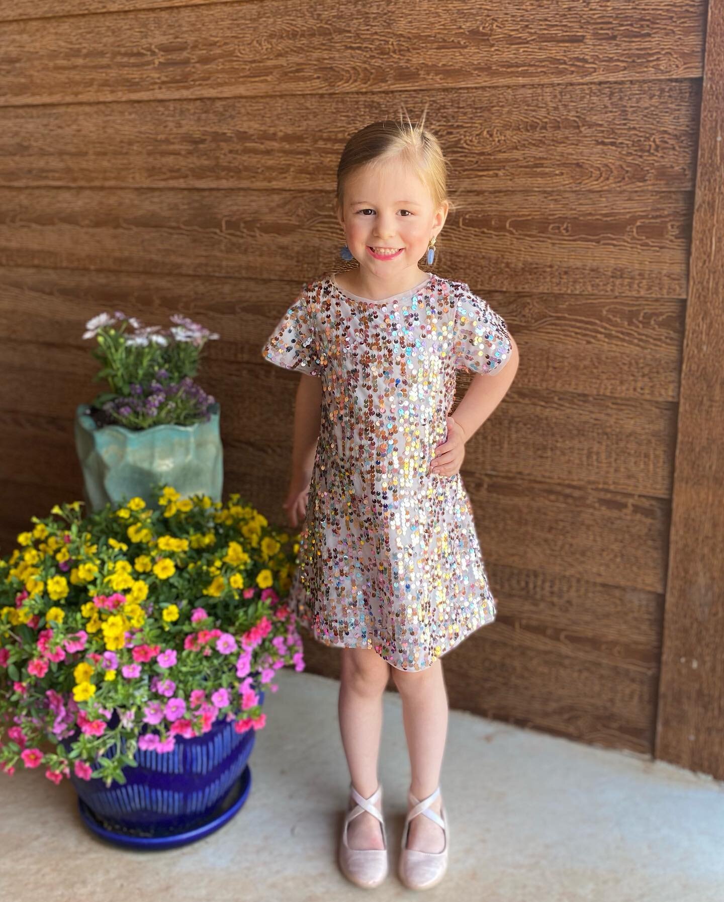 Just sent my girl off with my big guy to the Daddy Daughter Dance. Can you tell she was excited? 

Dresses, glitter, flowers and lipstick are her JAM! 

My little guy and I are planning a mommy / bro movie night with Clifford and maybe some popcorn i