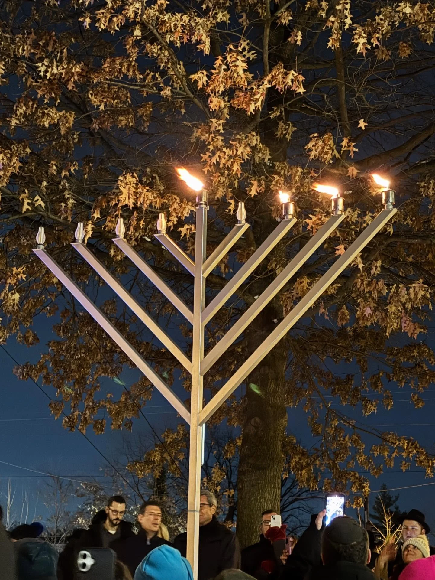 Tonight, Matt and I joined our community for a public menorah lighting.

It&rsquo;s not something I&rsquo;ve ever really thought to do before. But after this weekend, it felt important to show up and celebrate in community. 

It also felt dangerous. 
