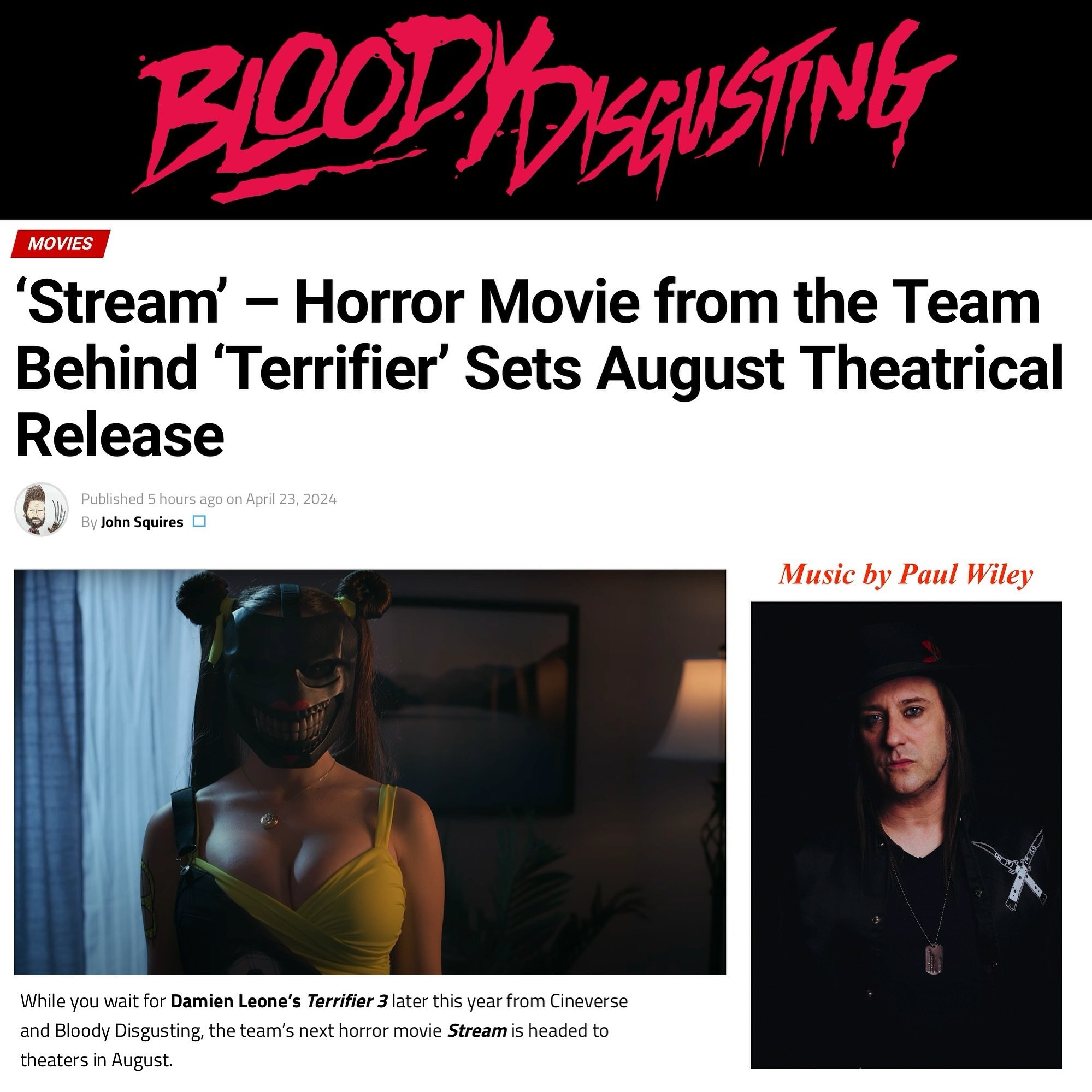 @bdisgusting has the scoop! The upcoming action/horror film STREAM will be hitting theaters August 21st 2024. The creative team behind the mega successful TERRIFIER franchise are behind this slick new film. Scoring duties went to our award-winning cl