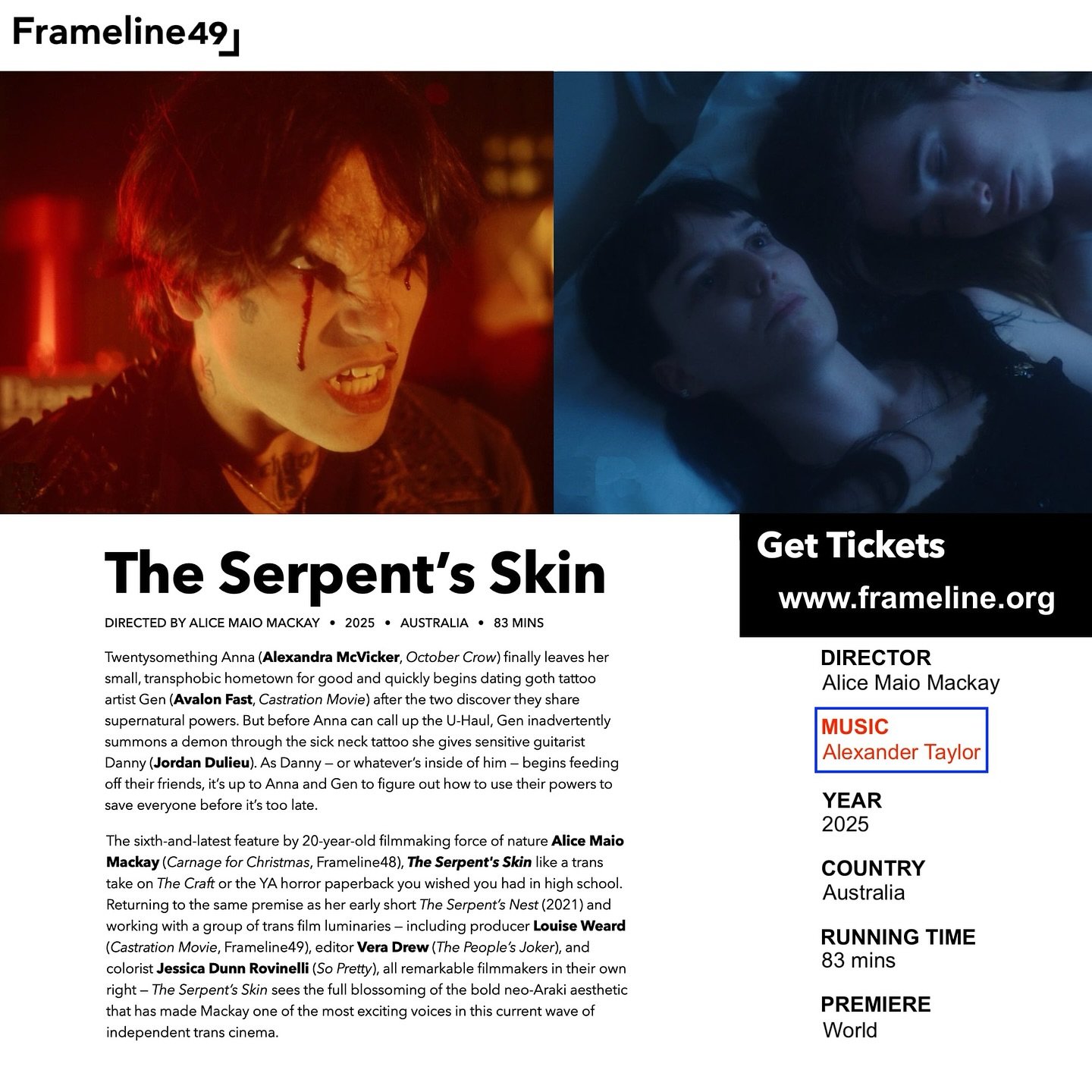 πππππππ’π ππππ directed by @alice_maiomackay and scored by our client @alexandertaylormusic along with @eduardovictory, will have it’s world premiere at the longest running & largest LGBTQ+ film festival in the world! Don