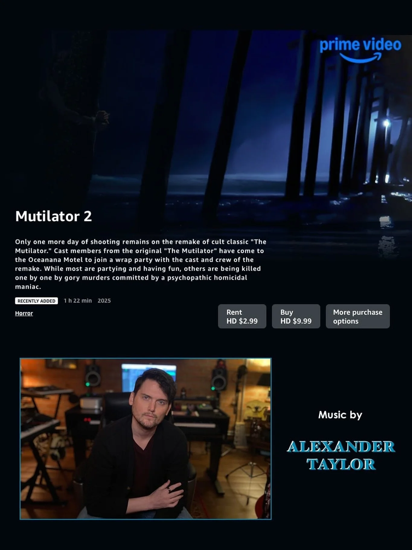 ππππππΌπππ 2 is now on Amazon Prime! Be sure to rent it or buy it today and pay close attention to the superb score, which was written by our award-winning client, Alexander Taylor @alexandertaylormusic! Several original cast members and the