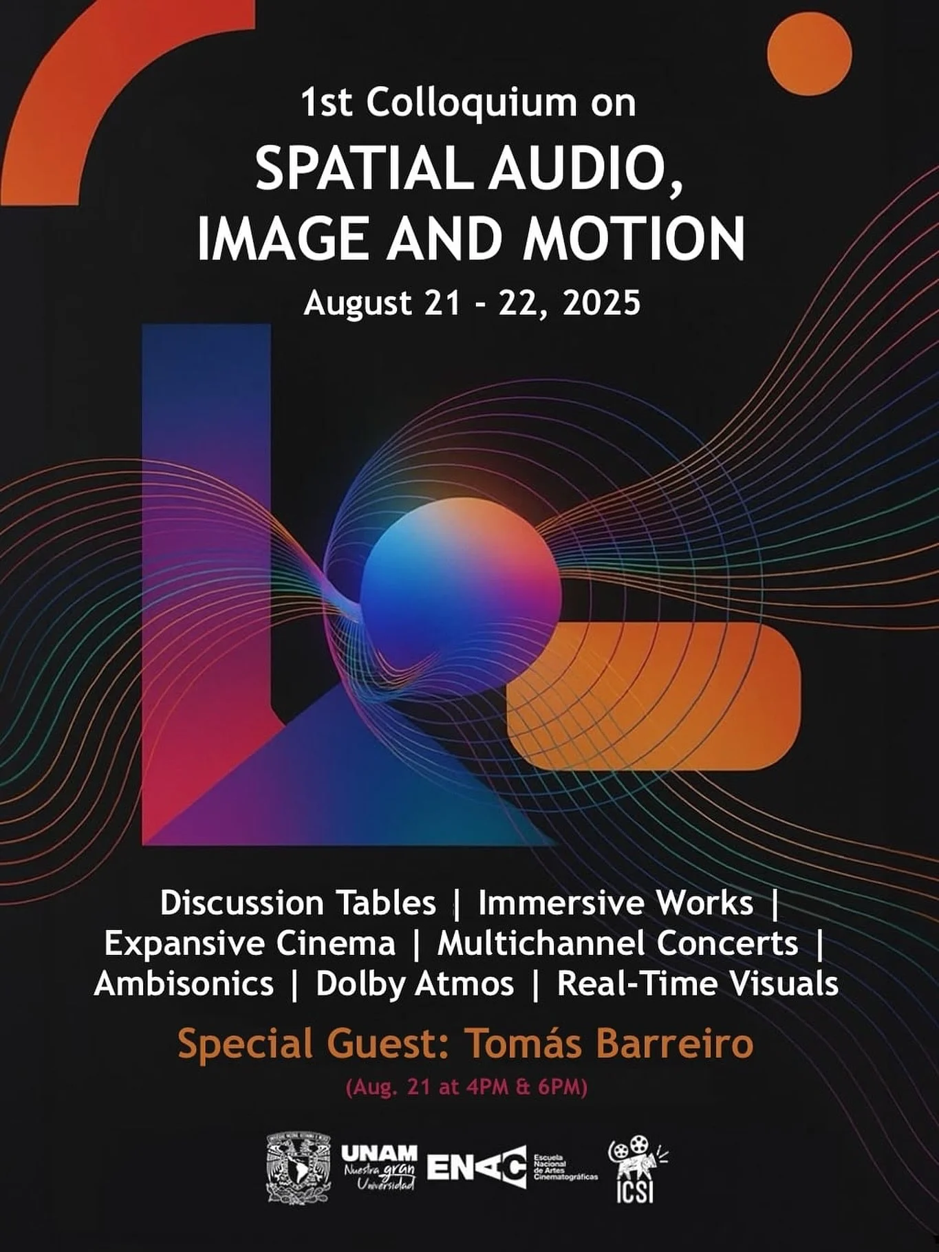 Our award-winning versatile client, composer Tomás Barreiro @tomasbarreiroguijosa will be a special guest at the 1st Colloquim on Spatial Audio, Image and Motion! He’ll be part of a lively roundtable discussion on August 21st at 4PM. Sta