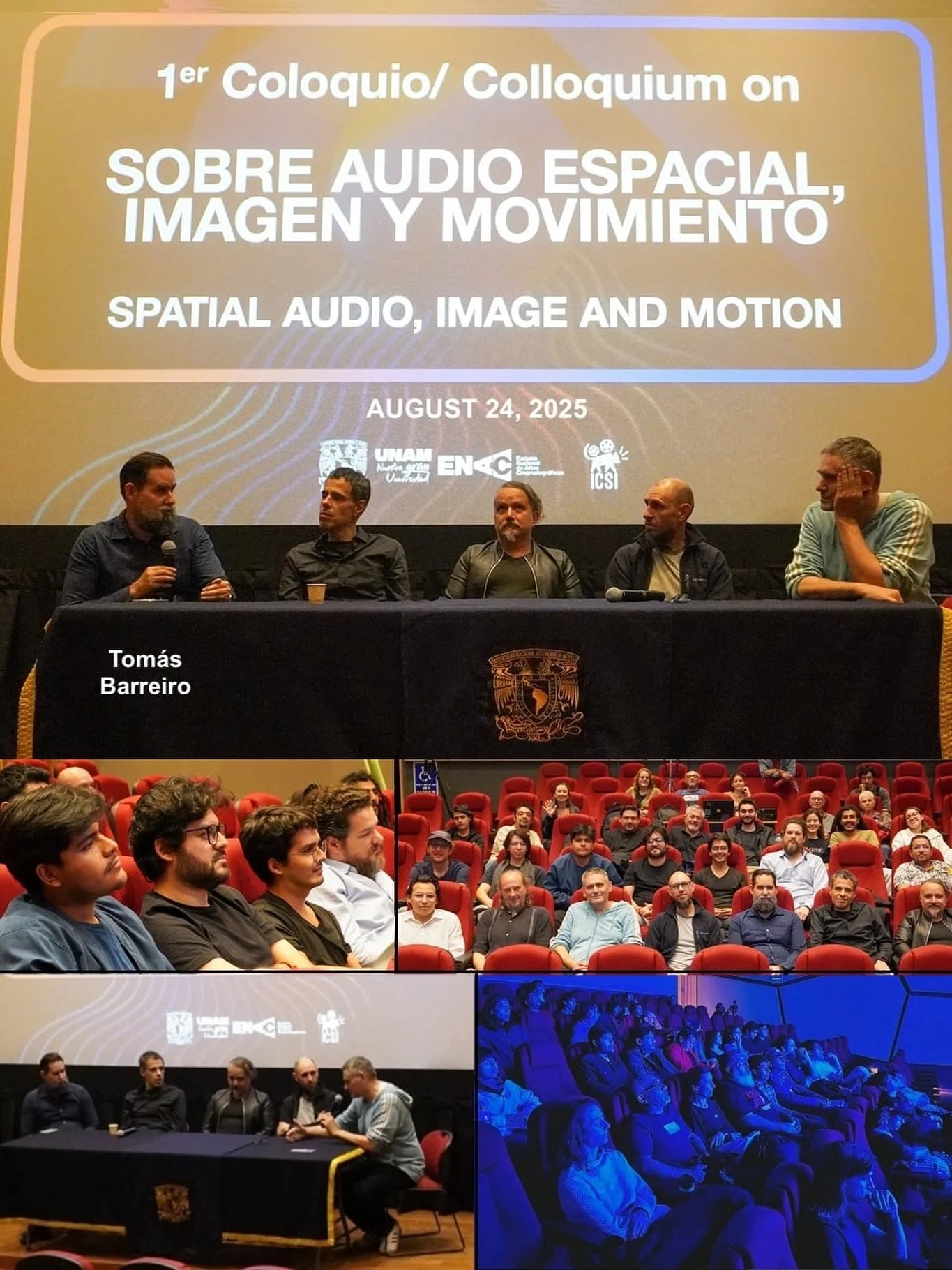 Our immensely talented client, Tomás Barreiro @tomasbarreiroguijosa, recently took part in the 1st Colloquium on Spatial Audio, Image and Motion, which allowed the panelists to experiment and reflect on its importance in cinema and audiovisual