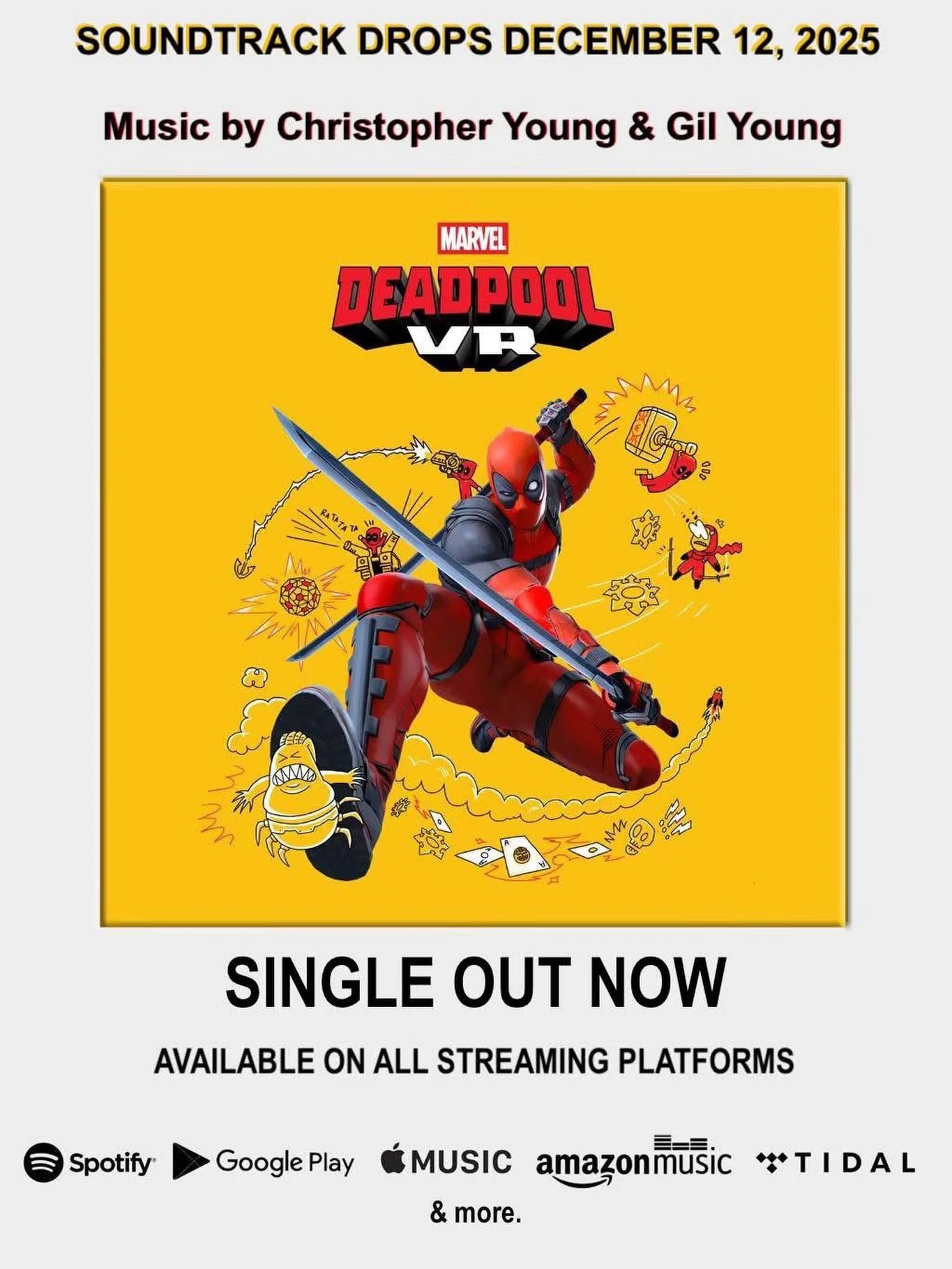 The countdown has begun for the latest soundtrack release by legendary composer, Christopher Young!

The full soundtrack from 𝙈𝘼𝙍𝙑𝙀𝙇&rsquo;𝙎 𝘿𝙀𝘼𝘿𝙋𝙊𝙊𝙇 𝙑𝙍, composed by our client Christopher Young @officialchristopheryoung &amp; his so