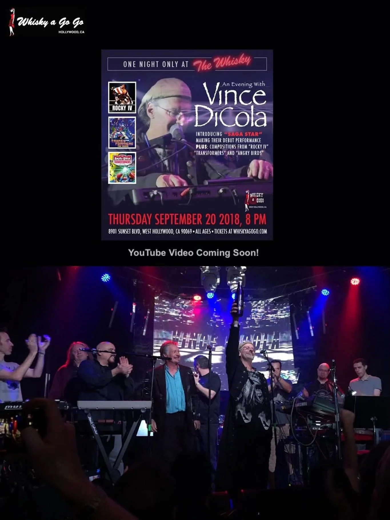 Very soon we&rsquo;ll have a very special treat for fans of Vince DiCola @dicolaofficial! He&rsquo;ll be releasing his epic concert from the world famous Whisky A Go-Go in Los Angeles from 2018 on YouTube VERY SOON! We&rsquo;ll post the link to this 