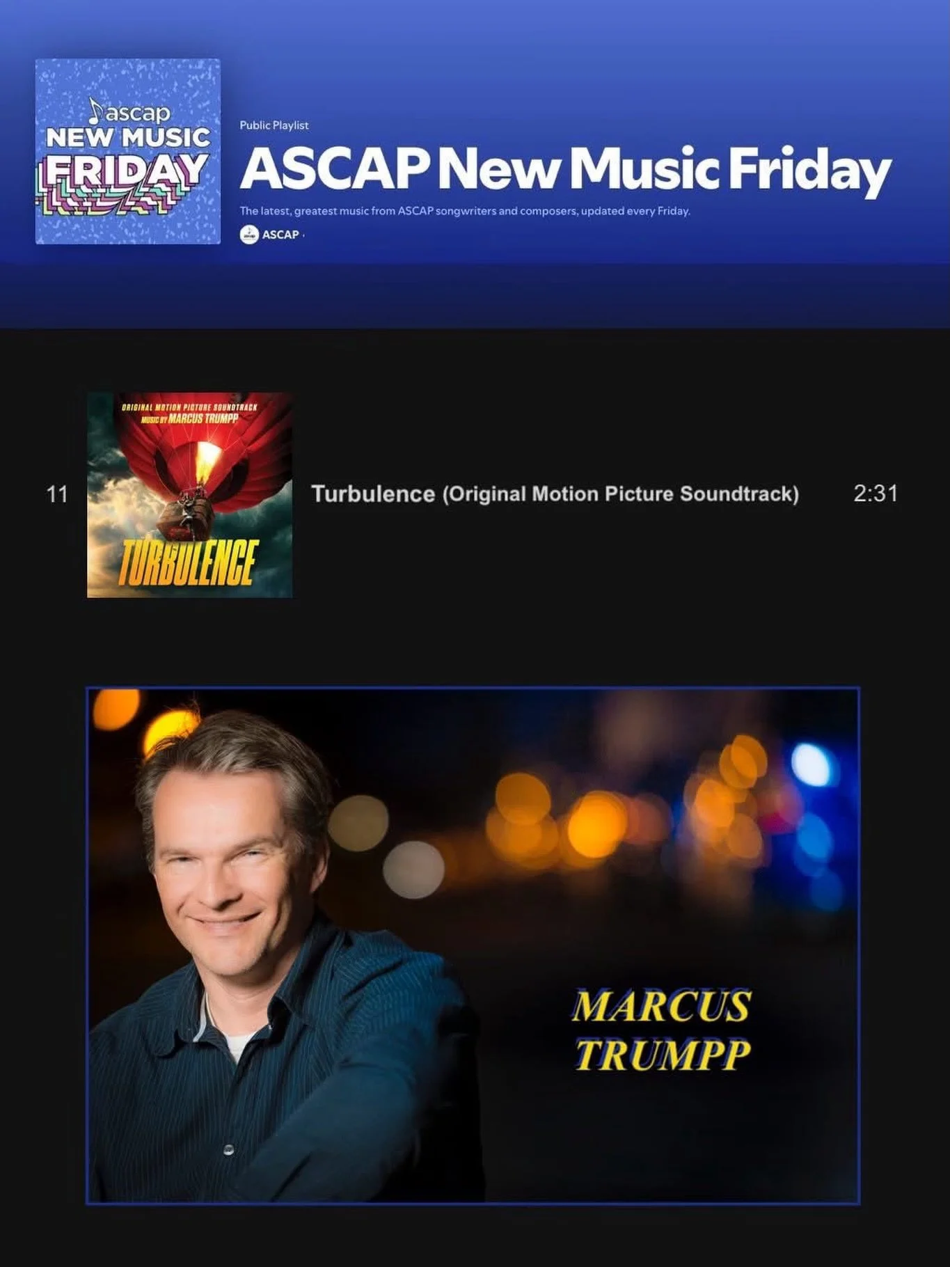 Check out Track 16. 𝘍𝘭𝘢𝘮𝘦𝘴 from the 𝙏𝙐𝙍𝘽𝙐𝙇𝙀𝙉𝘾𝙀 soundtrack by our client Marcus Trumpp @trumppet, which has just been added to @ascap&rsquo;s New Music Friday Playlist! The score was performed by the Budapest Scoring Orchestra. 𝙏𝙐𝙍?