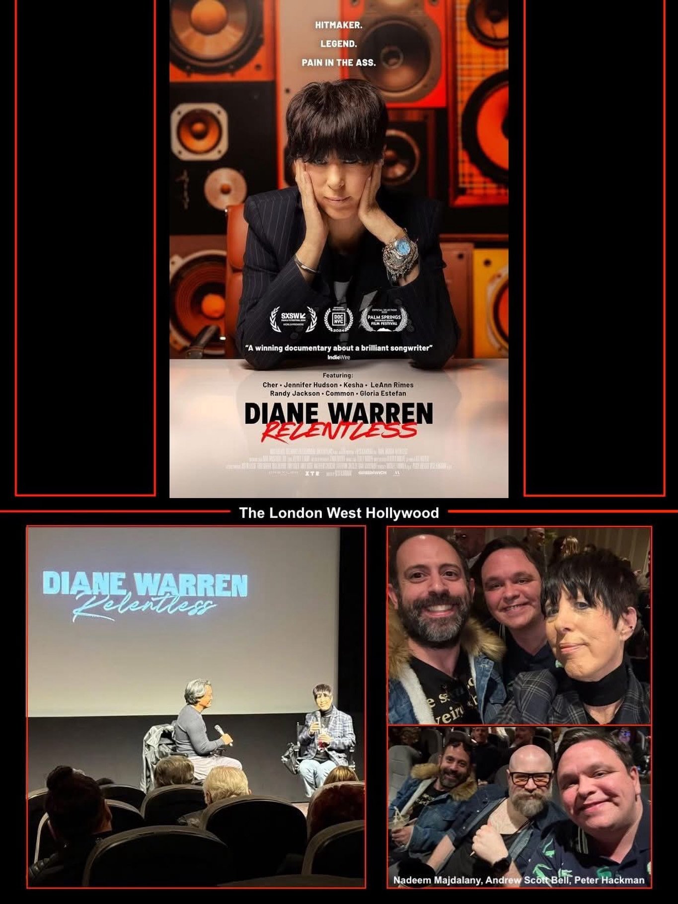 A couple Different Direction Mgmt clients were recently invited to a special screening of the fabulous documentary, 𝘿𝙄𝘼𝙉𝙀 𝙒𝘼𝙍𝙍𝙀𝙉: 𝙍𝙀𝙇𝙀𝙉𝙏𝙇𝙀𝙎𝙎. You&rsquo;ll laugh, cry and be amazed at just how many hit songs Diane has given us ove