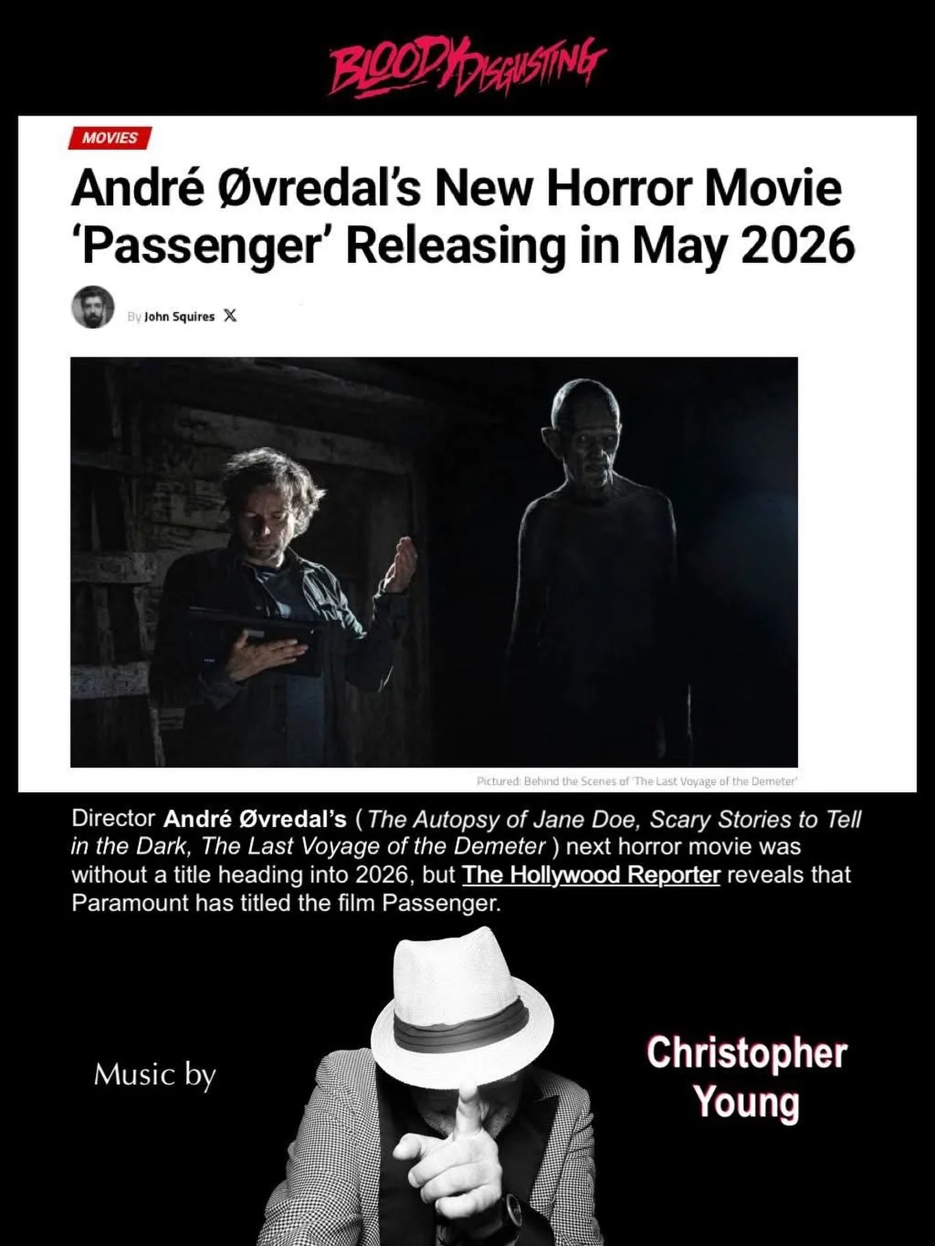@bdisgusting has some info on Paramount Pictures upcoming theatrical film, 𝙋𝘼𝙎𝙎𝙀𝙉𝙂𝙀𝙍, scored by the master, composer Christopher Young @officialchristopheryoung!
*
Article: LINK IN PROFILE
*
#christopheryoung #theatrical #paramount #paramoun