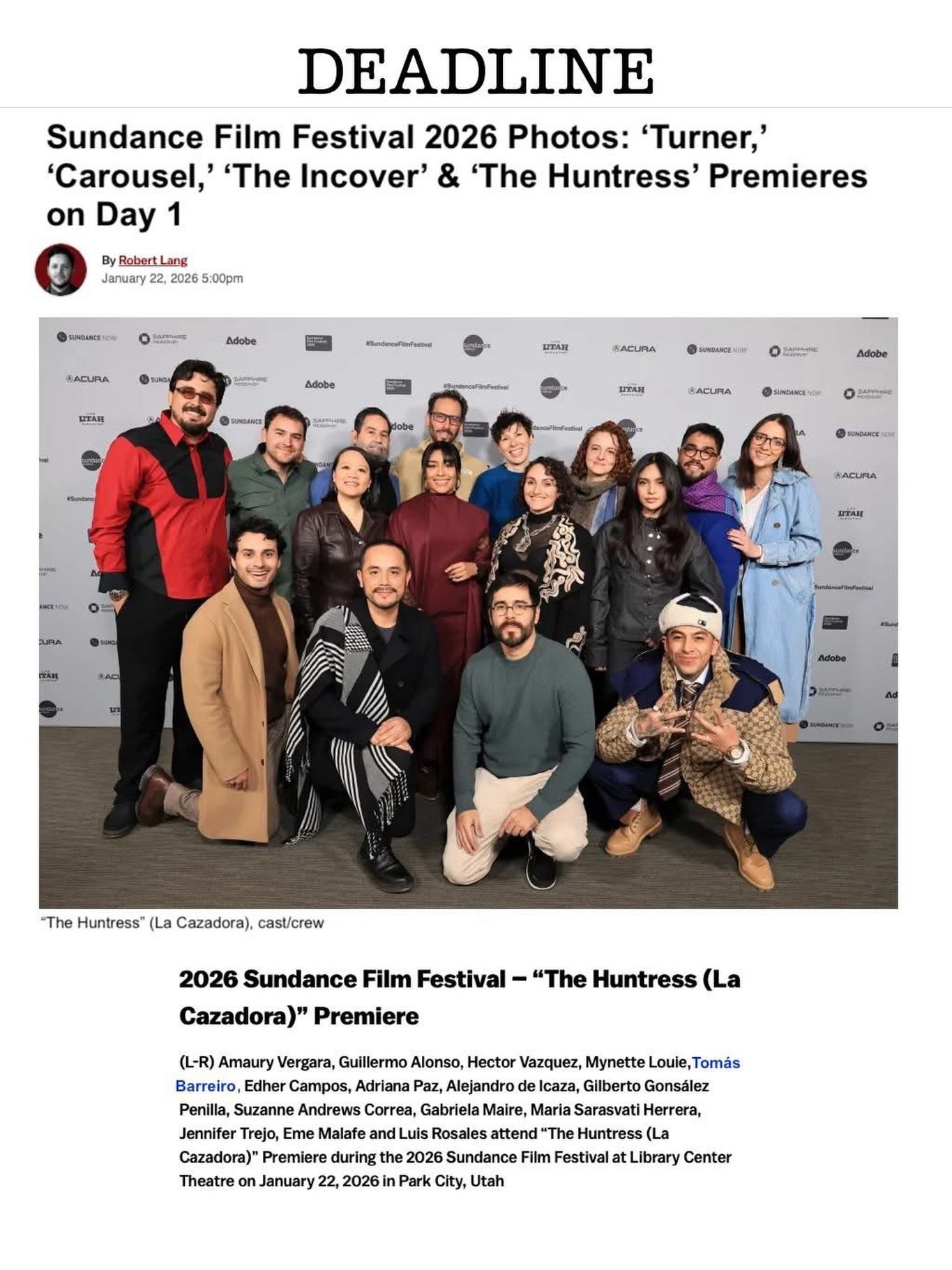 Nice to see our client in @deadline! Congrats to Tom&aacute;s Barreiro @tomasbarreiroguijosa who is redefining the boundary between sound design and musical score with each movie he&rsquo;s honored to be a party of. Thank you Deadline Hollywood for t