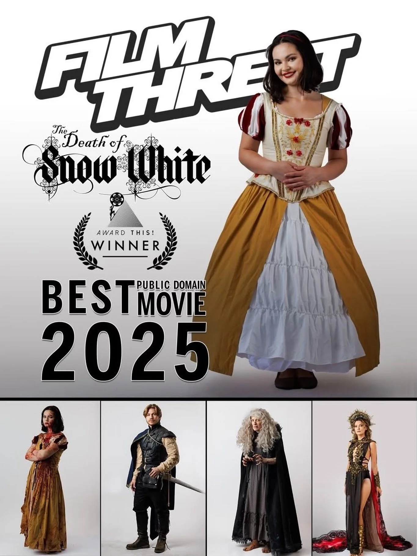 Congrats to the cast &amp; crew of 𝙏𝙃𝙀 𝘿𝙀𝘼𝙏𝙃 𝙊𝙁 𝙎𝙉𝙊𝙒 𝙒𝙃𝙄𝙏𝙀 on their win in the category of &lsquo;Best Public Domain Movie 2025&rsquo; at the Award This! Film Awards presented by Film Threat! The movies magical notes came from comp