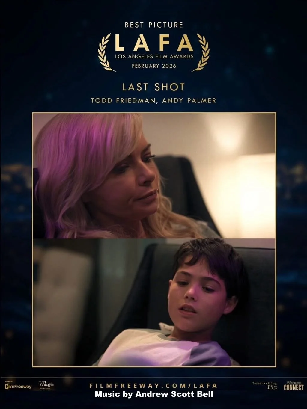 Congrats to the cast &amp; crew of 𝙇𝘼𝙎𝙏 𝙎𝙃𝙊𝙏 on their win in the category of &lsquo;Best Film&rsquo; &amp; &lsquo;Best Narrative Feature&rsquo; at the @lafilmawards! The movies dramatic score was written by our award-winning client, Andrew Sc