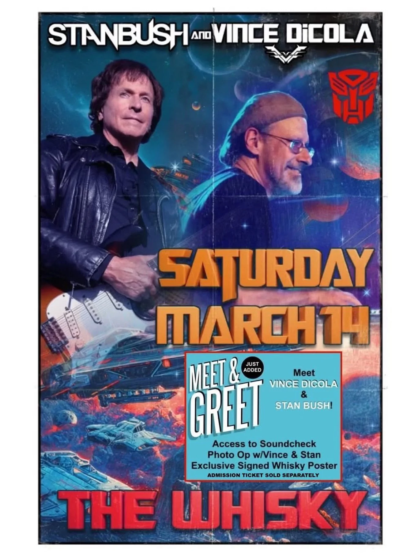 Come meet Stan Bush &amp; our client, Vince DiCola @dicolaofficial as they celebrate the 40th Anniversary of 𝙏𝙃𝙀 𝙏𝙍𝘼𝙉𝙎𝙁𝙊𝙍𝙈𝙀𝙍𝙎 𝙏𝙃𝙀 𝙈𝙊𝙑𝙄𝙀 at the world famous @thewhiskyagogo on Saturday March 14th! Music from their repertoire wil