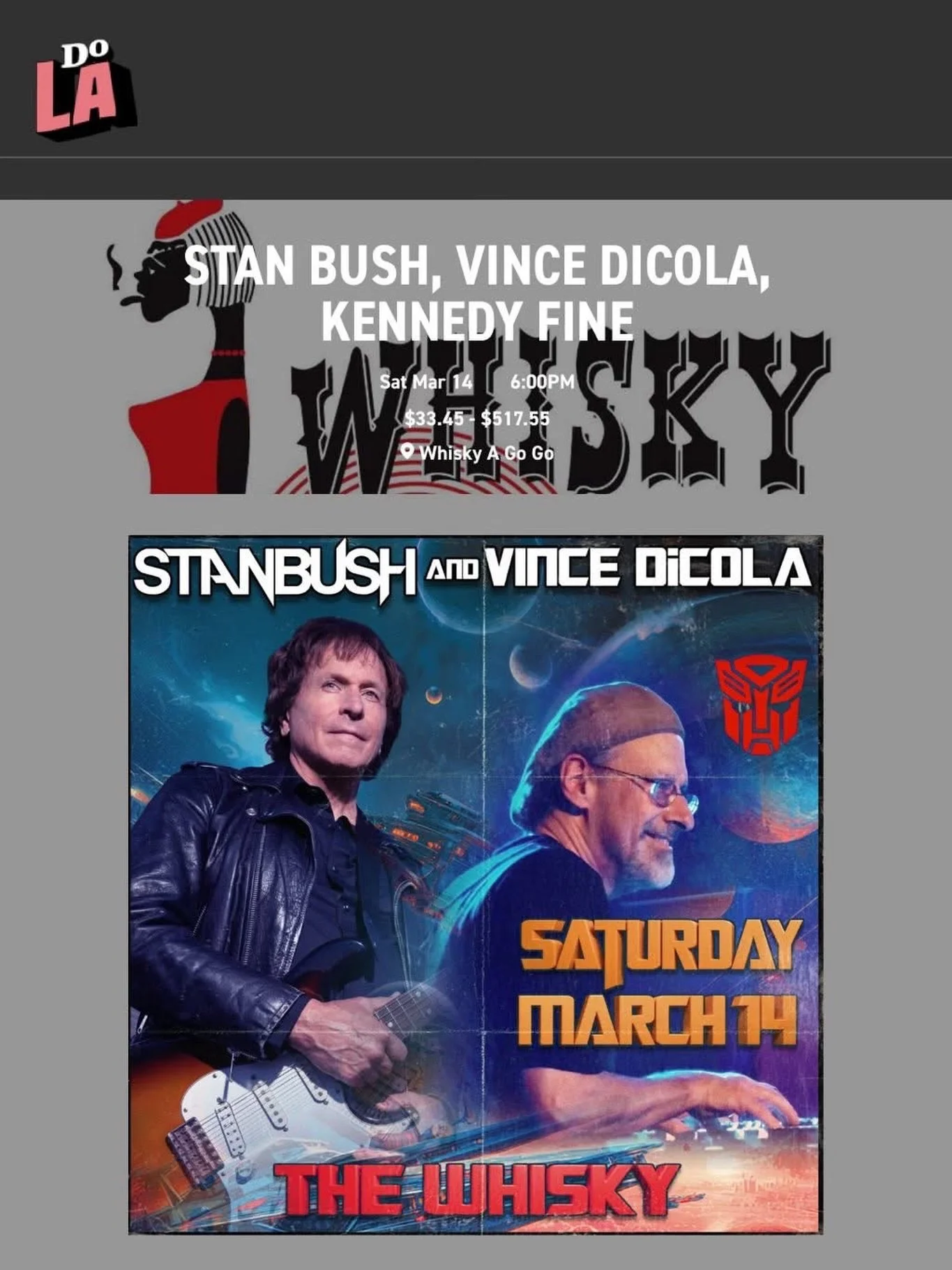 Thanks DoLA for the the info on this weekend&rsquo;s epic concert where our client Vince DiCola @dicolaofficial &amp; Stan Bush will be celebrating on stage the 40th Anniversary of 𝙏𝙃𝙀 𝙏𝙍𝘼𝙉𝙎𝙁𝙊𝙍𝙈𝙀𝙍𝙎 𝙏𝙃𝙀 𝙈𝙊𝙑𝙄𝙀. Get your ticket to