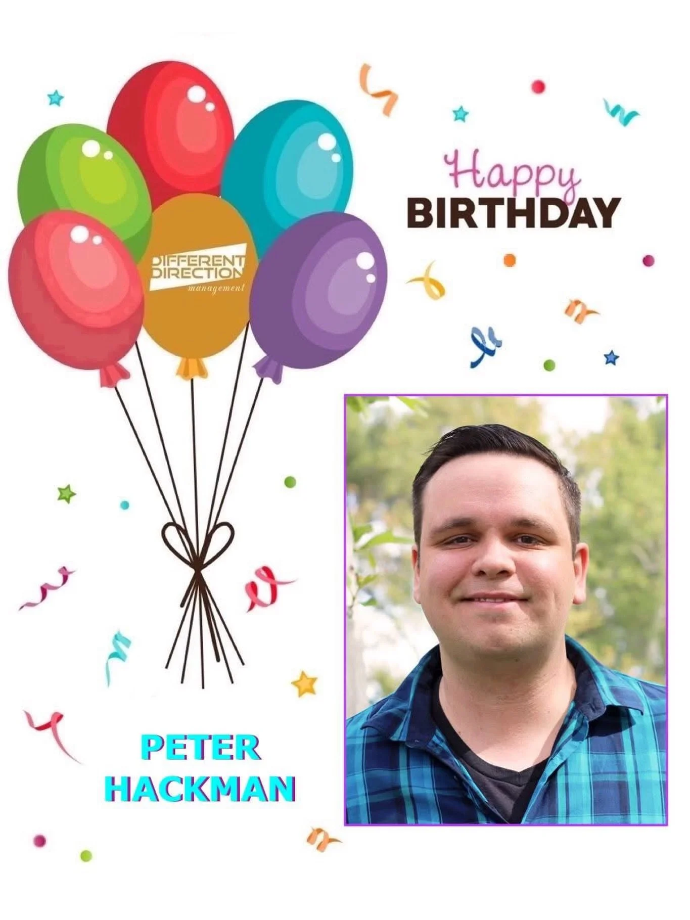 It&rsquo;s this guys birthday! Wish him a great one!

Happy Birthday Peter Hackman @pjhackman (CEO of Different Direction Management)! Hope you have an awesome birthday you deserve it! 

www.DifferentDirectionMgmt.com