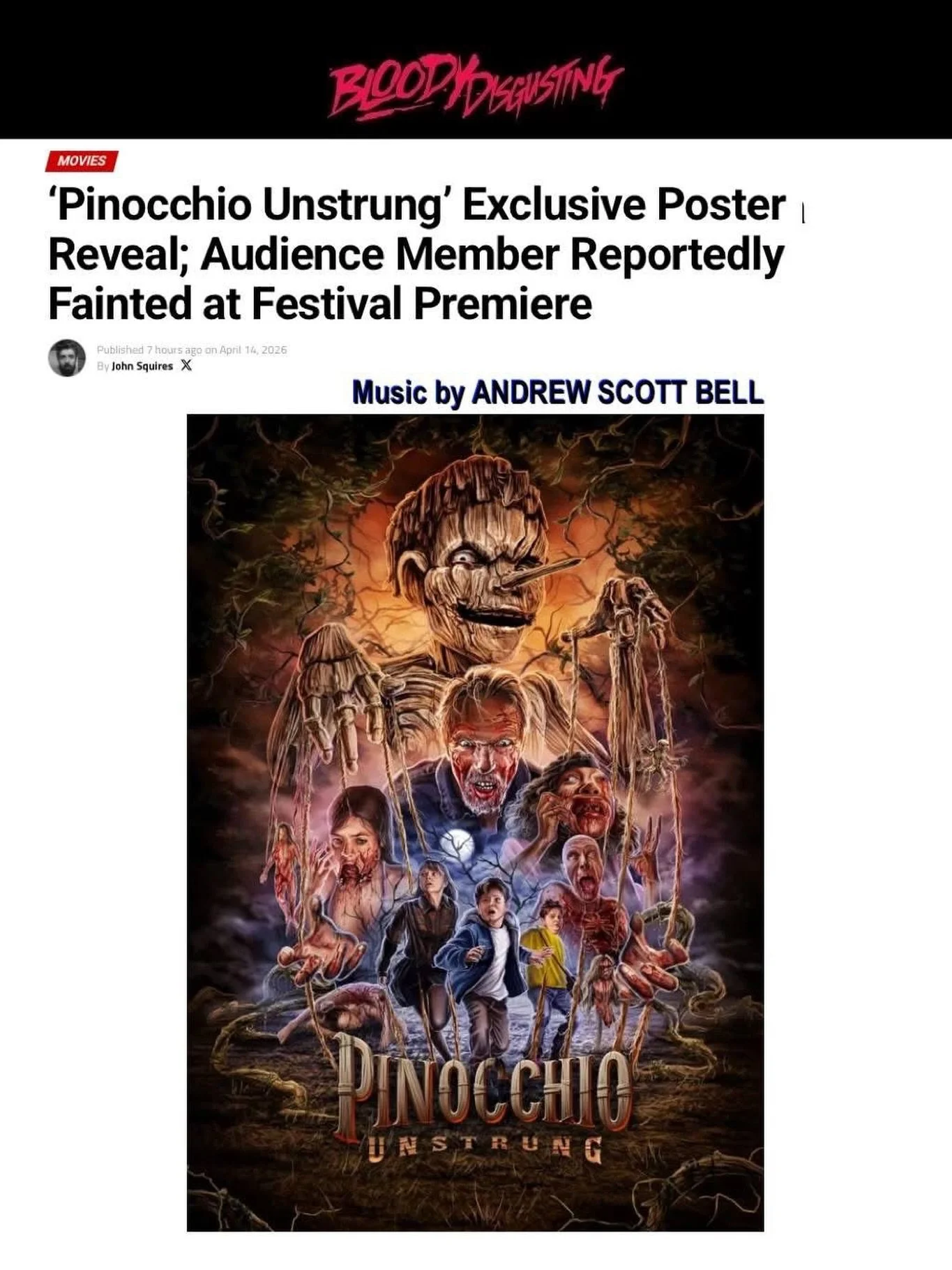 Our friends at @bdisgusting are premiering the poster for the highly anticipated fantasy/horror film, 𝙋𝙄𝙉𝙊𝘾𝘾𝙃𝙄𝙊: 𝙐𝙉𝙎𝙏𝙍𝙐𝙉𝙂, which features a brand new score from one of the industry&rsquo;s most versatile composers, Andrew Scott Bell 