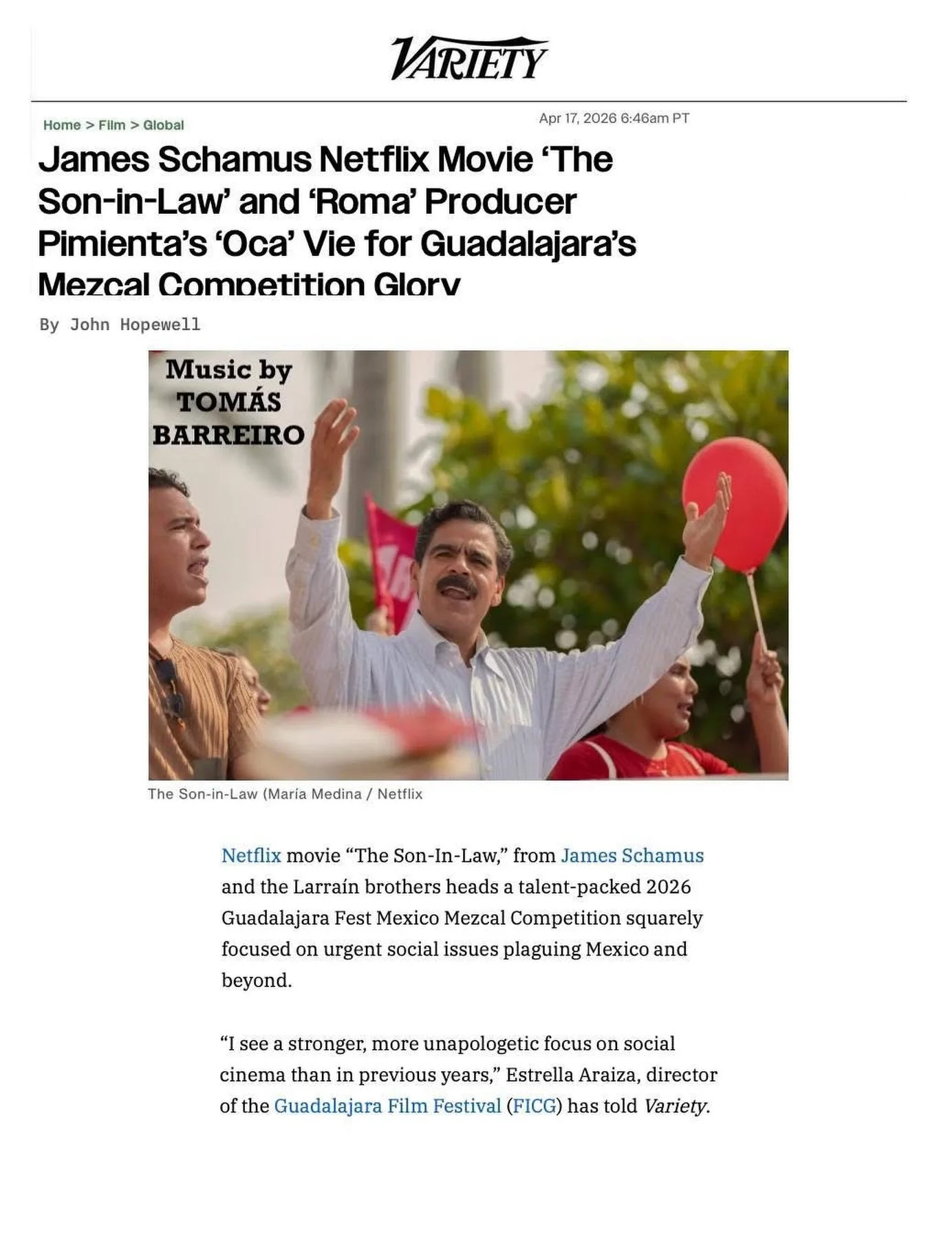 More exciting news about Tom&aacute;s Barreiro&rsquo;s @tomasbarreiroguijosa latest @netflix film, 𝙏𝙃𝙀 𝙎𝙊𝙉-𝙄𝙉-𝙇𝘼𝙒 courtesy of @variety!

𝙏𝙃𝙀 𝙎𝙊𝙉-𝙄𝙉-𝙇𝘼𝙒 written &amp; produced by James Schamus (𝘾𝙍𝙊𝙐𝘾𝙃𝙄𝙉𝙂 𝙏𝙄𝙂𝙀𝙍, 𝙃𝙄