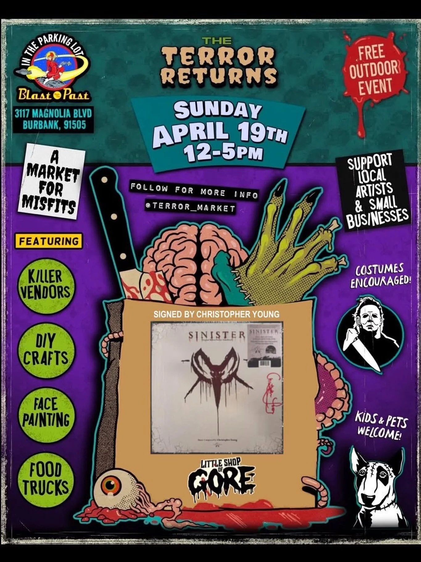 Tomorrow Sunday April 19th, our friends at @darkdelhorror, will have an extremely limited number of autographed 𝙎𝙄𝙉𝙄𝙎𝙏𝙀𝙍 vinyl signed by our client, Christopher Young @officialchristopheryoung. Get them at Terror Market at @blastftp tomorrow!