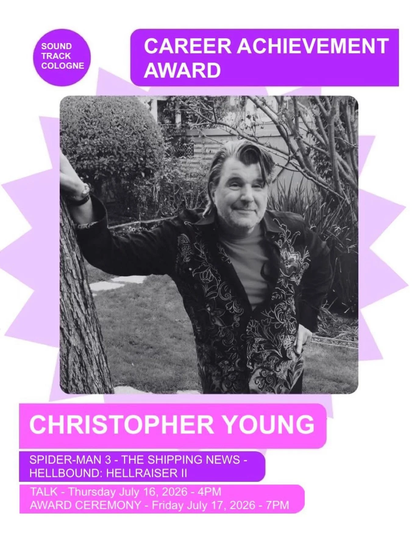 A round of applause is needed for our BMI winning &amp; Golden Globe and 2x Emmy nominated legend, client &amp; friend, Christopher Young @officialchristopheryoung on his upcoming &lsquo;Career Achievement Award&rsquo; Congratulations Christopher, so