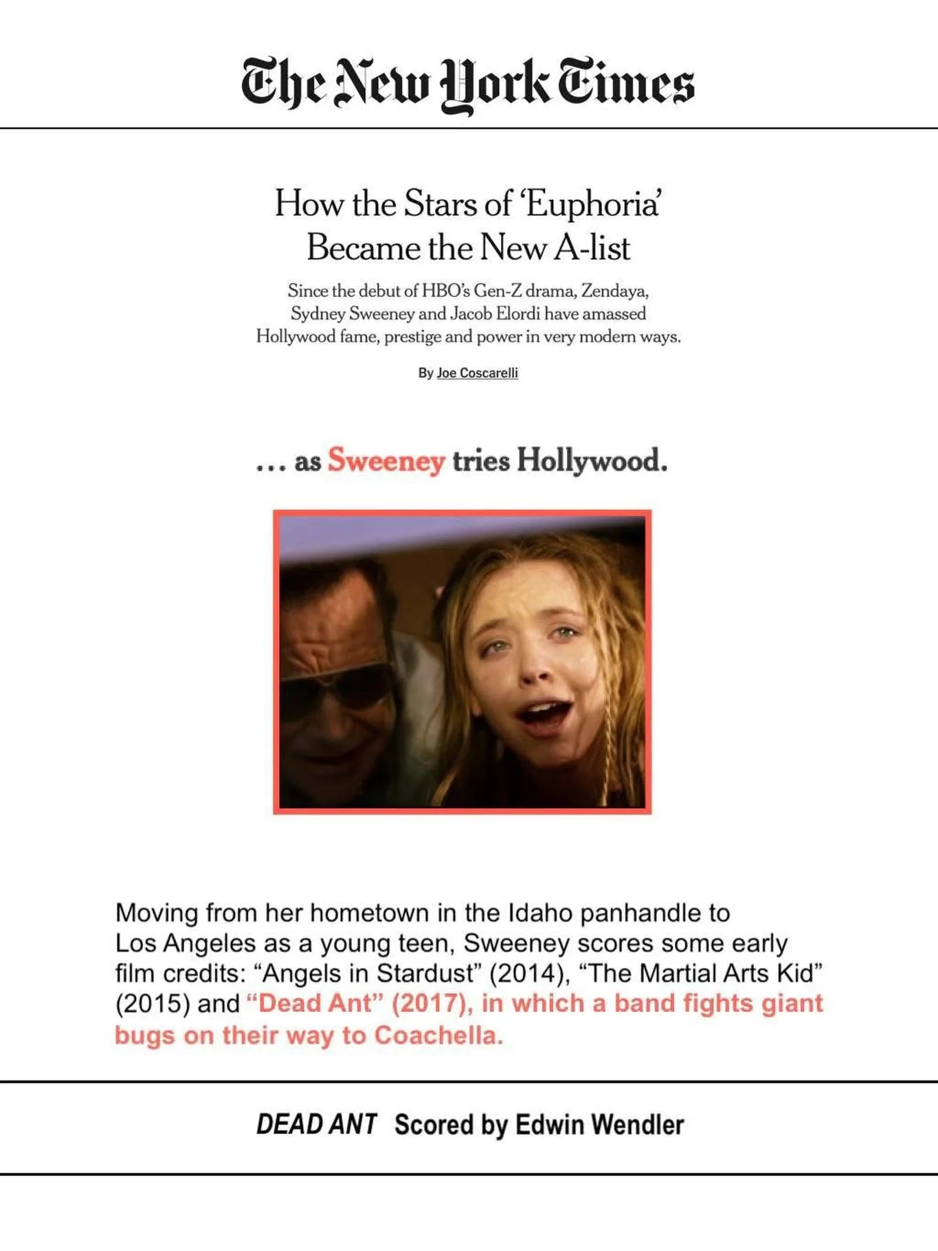 Always great to see the fun horror/comedy 𝘿𝙀𝘼𝘿 𝘼𝙉𝙏 mentioned in such a prestigious newspaper like The New York Times! Our distinguished Austrian client, Edwin Wendler @edwinwendler, had a lot of fun scoring this!

One incredibly insightful adm