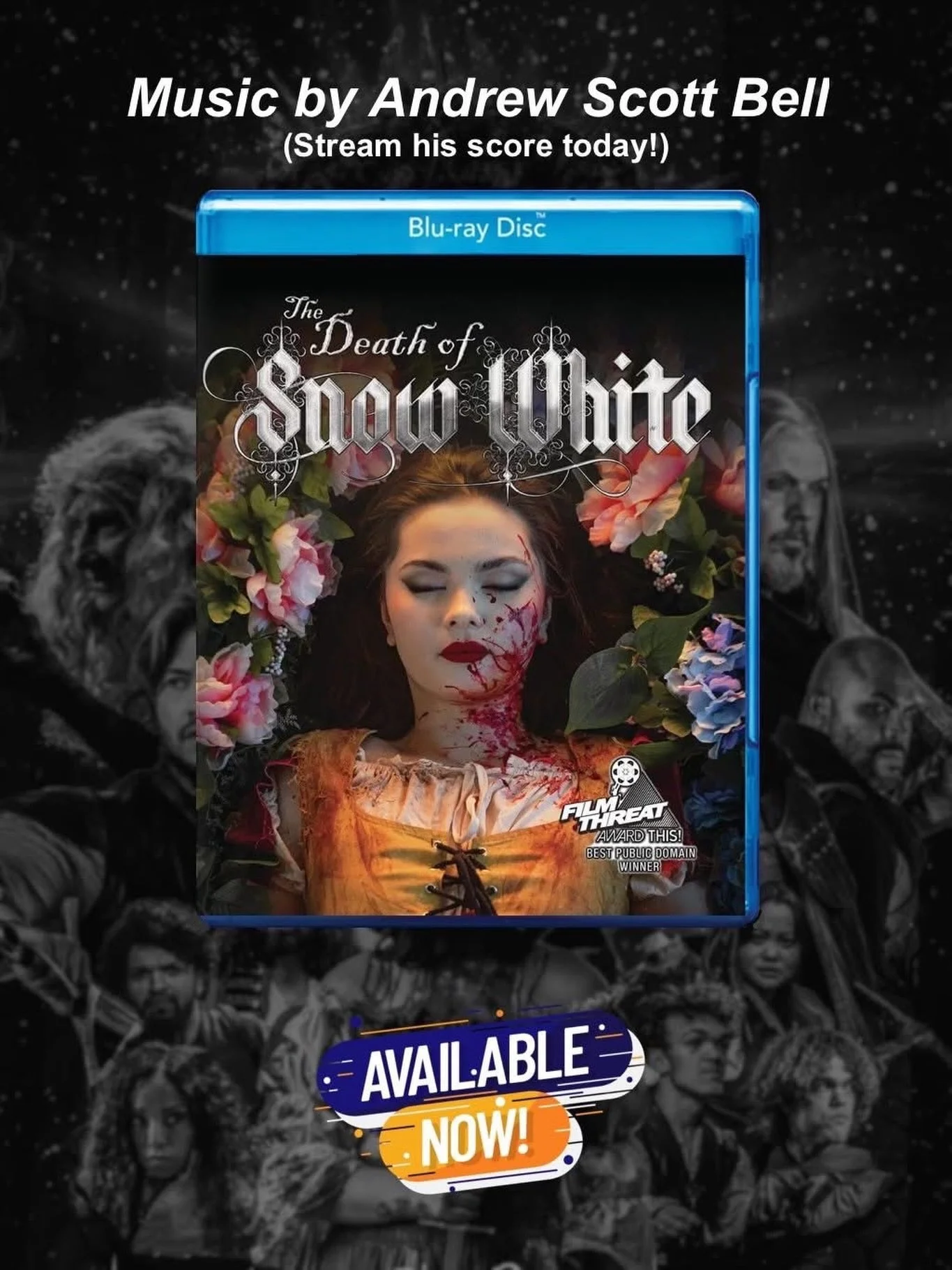 The @deathofsnowwhite is now on Blu-ray! Pick this up where Blu-rays are sold. And pay close attention to the movies epic, emotional, mysterious, adventurous score by our client, Andrew Scott Bell @andrewscottbell! Why you&rsquo;re at it, stream Andr