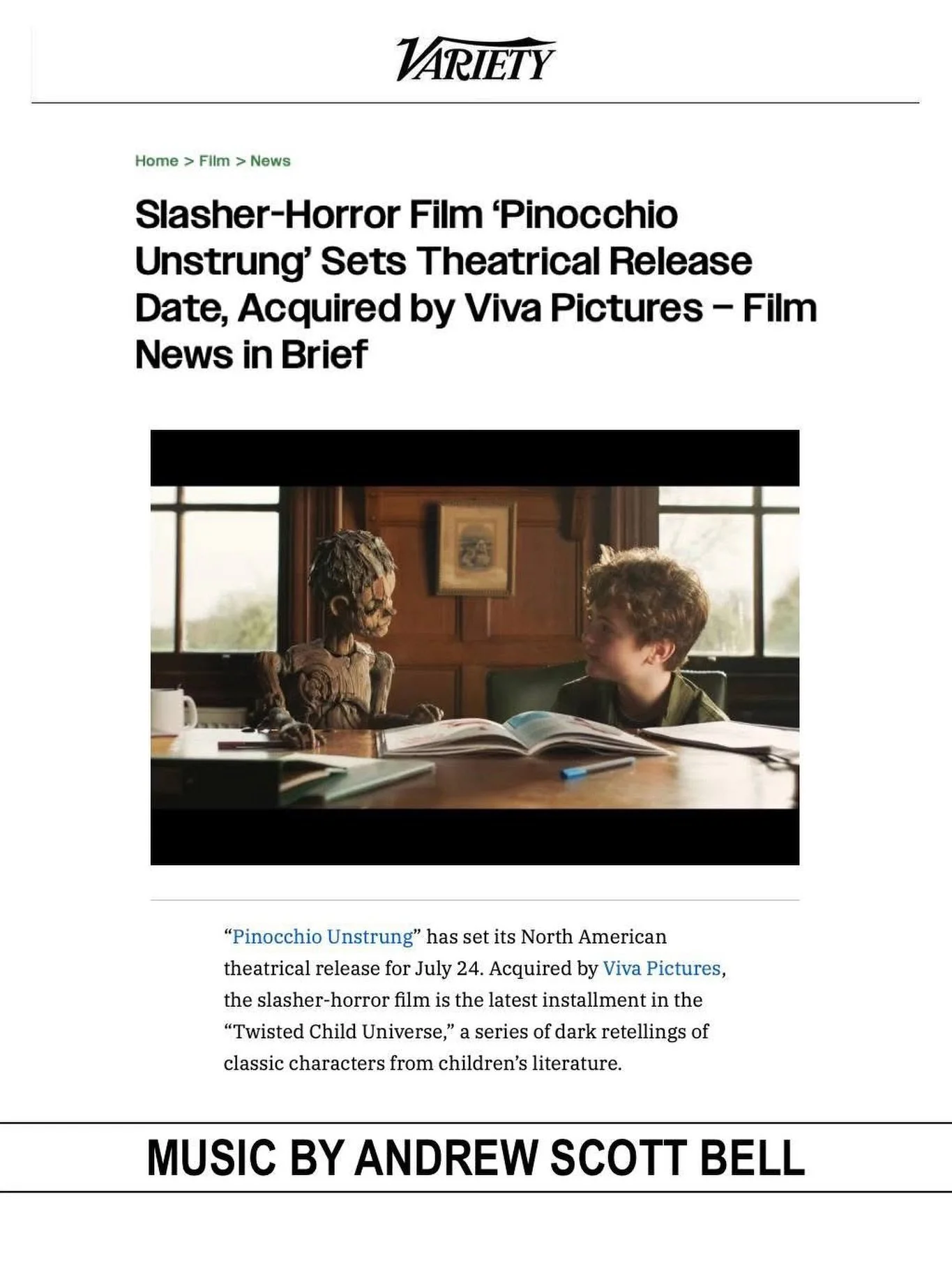 @variety has the scoop on 𝙋𝙄𝙉𝙊𝘾𝘾𝙃𝙄𝙊: 𝙐𝙉𝙎𝙏𝙍𝙐𝙉𝙂!

They&rsquo;re reporting it will hit theaters July 24th! Be sure to pay close attention to the menacing new score by one of horror&rsquo;s most versatile &amp; popular composers, Andrew 