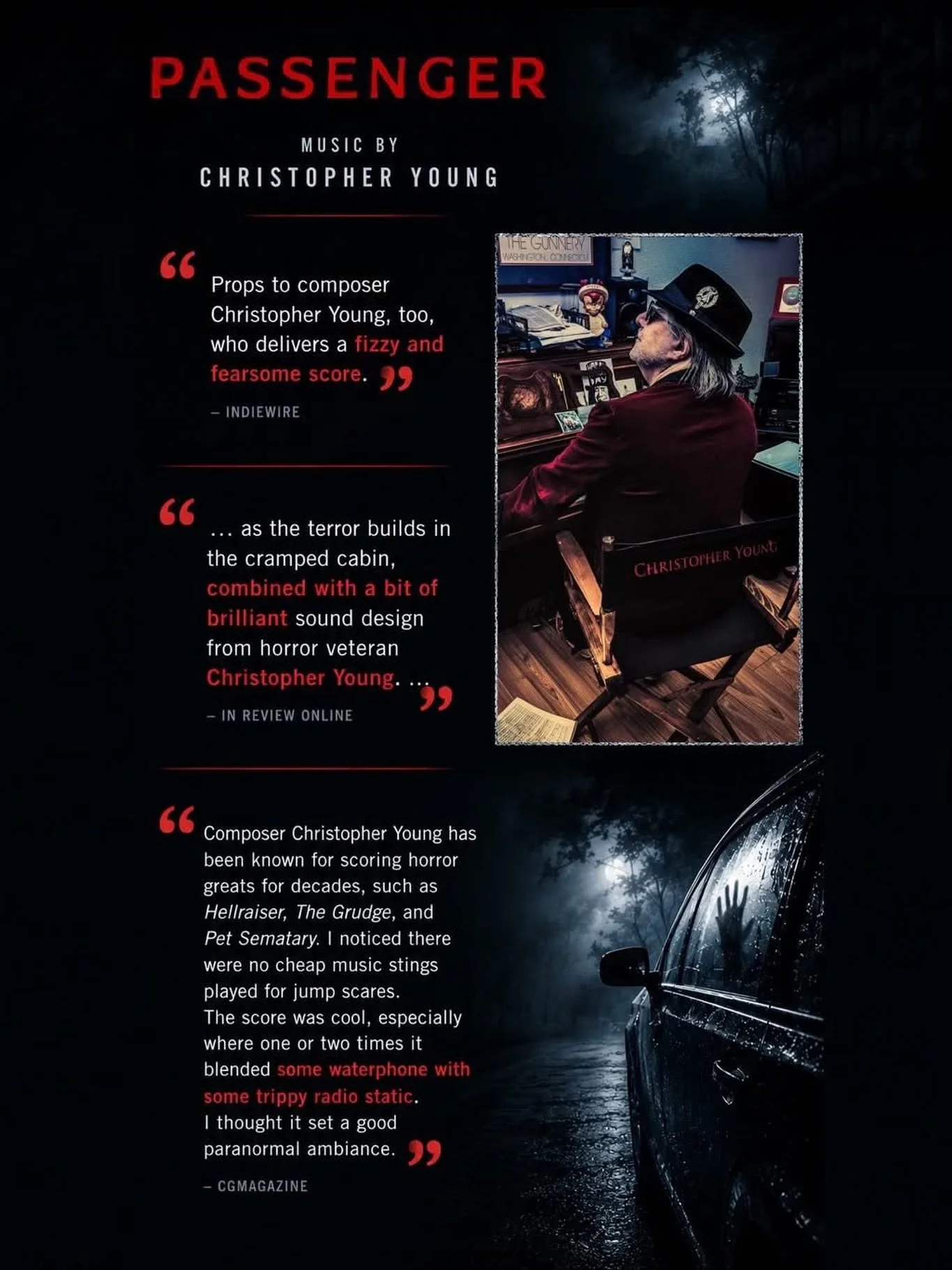 @paramountpics 𝙋𝘼𝙎𝙎𝙀𝙉𝙂𝙀𝙍, scored by our client Christopher Young @officialchristopheryoung, opened this past weekend and people are enjoying Christopher&rsquo;s brilliant score. Here are just a few quotes that specifically mention Christophe