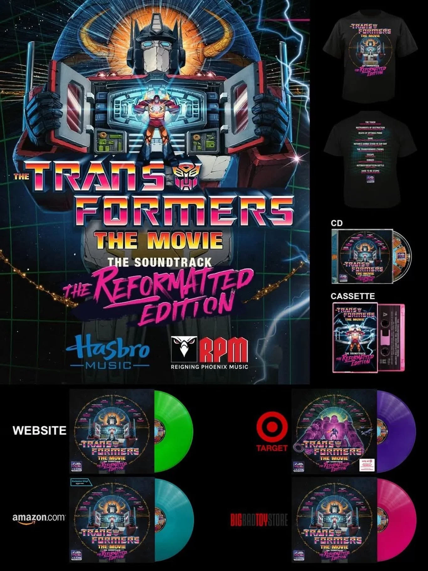 Vinyl and CD&rsquo;s and cassettes oh my!

Pre-order some musical goodies from 𝙏𝙃𝙀 𝙏𝙍𝘼𝙉𝙎𝙁𝙊𝙍𝙈𝙀𝙍𝙎 𝙏𝙃𝙀 𝙈𝙊𝙑𝙄𝙀 - The Reformatted Edition! Including a brand new t-shirt too! Our Golden Globe and Grammy nominated client, Vince DiCola 