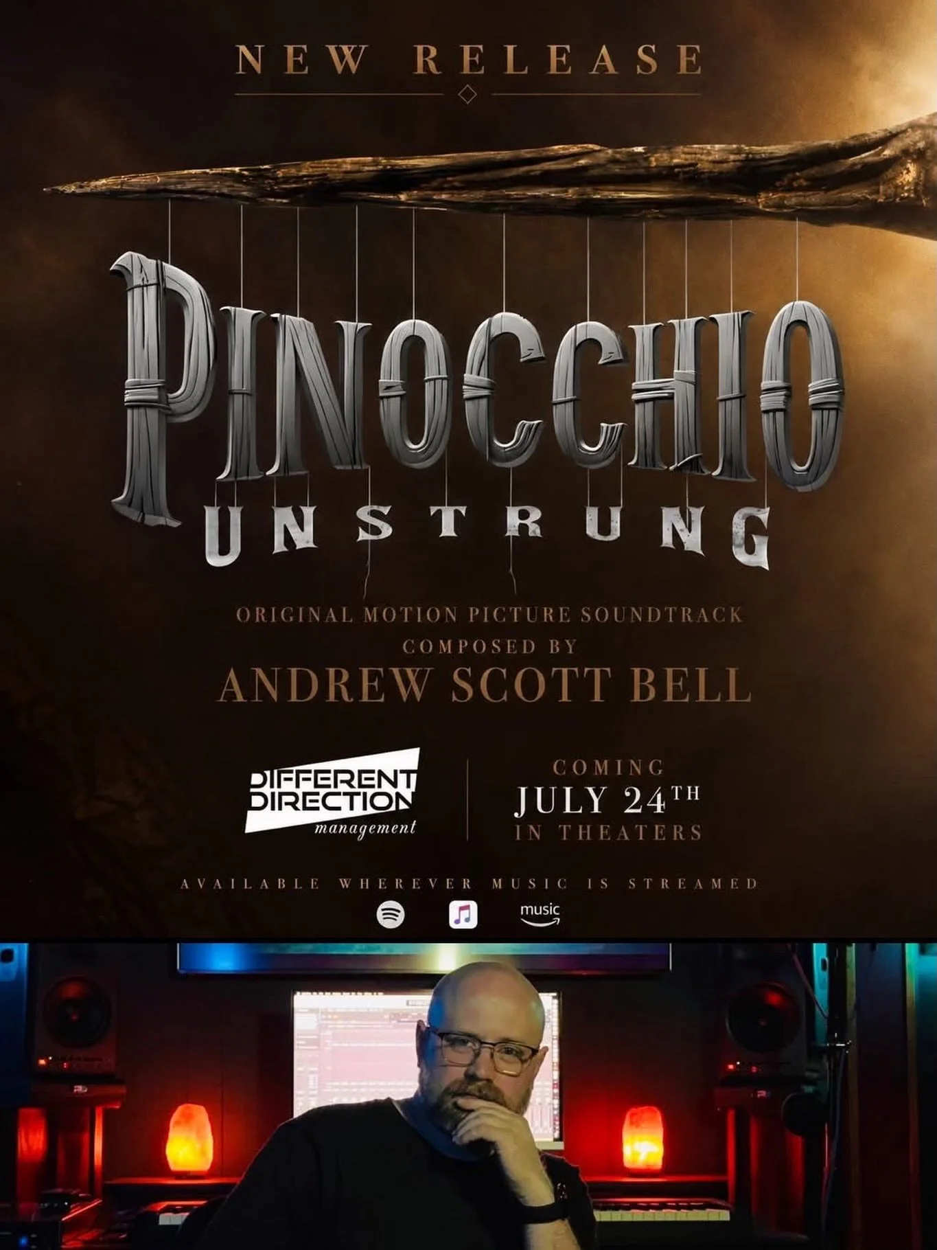 🎹 NEW RELEASE 🎹

Ahead of its Friday theatrical release, you can now listen to the 𝙋𝙄𝙉𝙊𝘾𝘾𝙃𝙄𝙊: 𝙐𝙉𝙎𝙏𝙍𝙐𝙉𝙂 soundtrack by our award-winning client, Andrew Scott Bell @andrewscottbell! Andrew&rsquo;s hair-raising score, featuring grand g