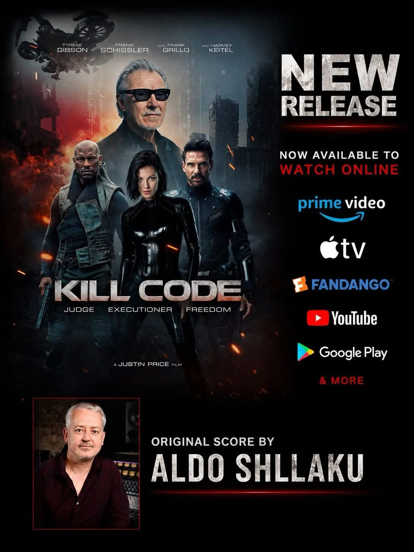🚨 NEW RELEASE 🚨

We&rsquo;re excited to let you know that 𝙆𝙄𝙇𝙇 𝘾𝙊𝘿𝙀, which was scored by one of the industries leading action/sci-fi experts, composer Aldo Shllaku @shllaku.aldo , is now available to rent/buy on your favorite platform!

𝙆?