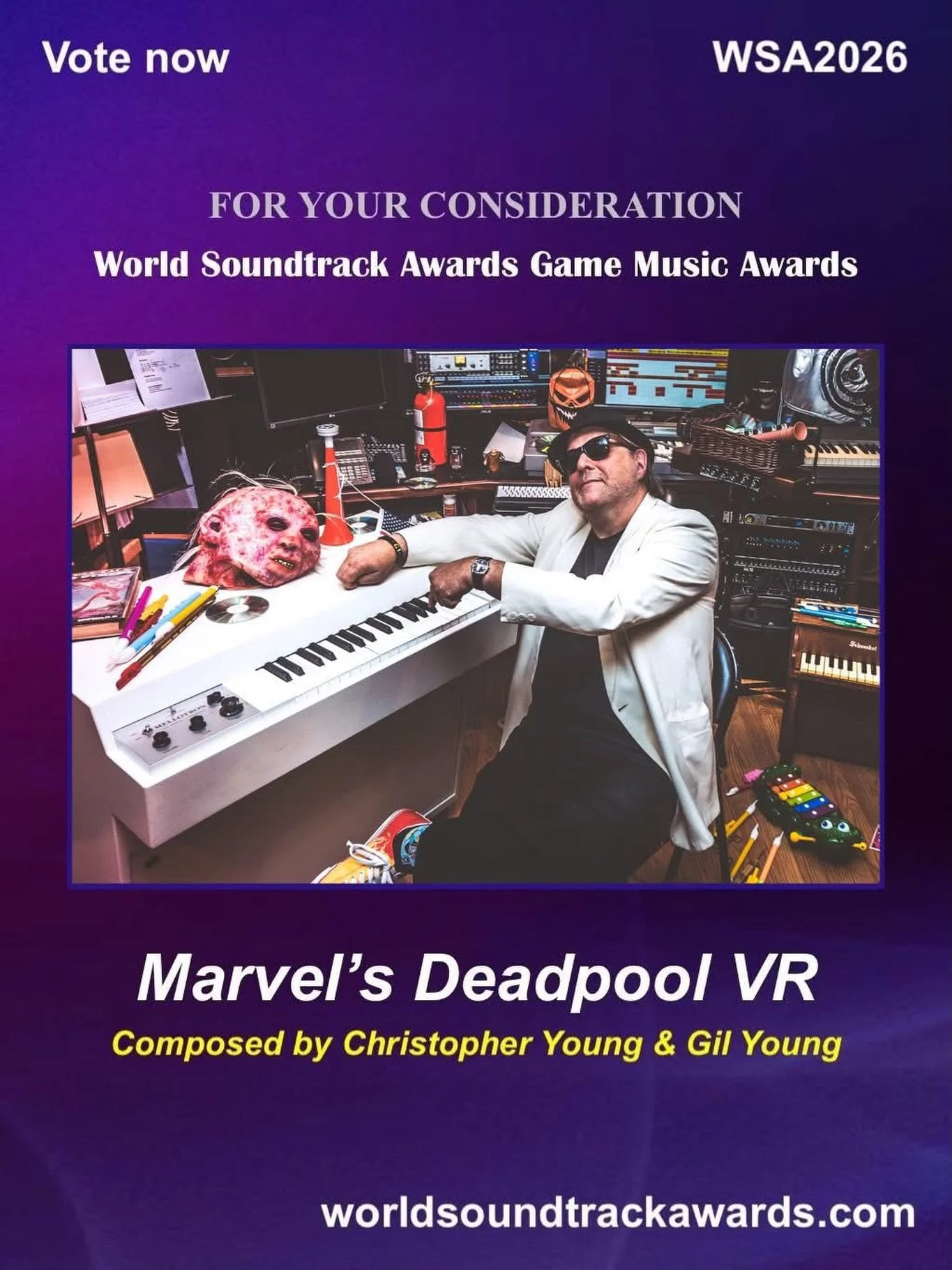 For Your Consideration
𝙈𝘼𝙍𝙑𝙀𝙇&rsquo;𝙎 𝘿𝙀𝘼𝘿𝙋𝙊𝙊𝙇 𝙑𝙍
by Christopher Young &amp; Gil Young 

Our 2x Emmy &amp; Golden Globe nominated client, Christopher Young @officialchristopheryoung, has a project up for your consideration for the Wo
