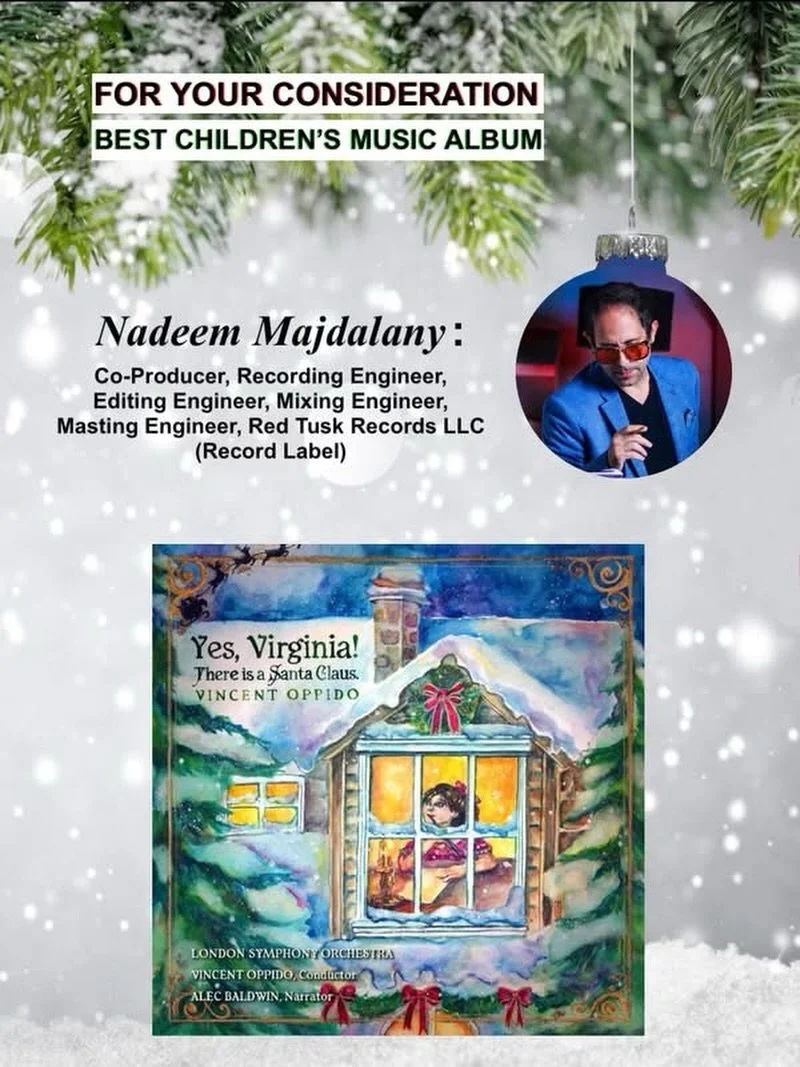 FOR YOUR CONSIDERATION
𝙔𝙚𝙨, 𝙑𝙞𝙧𝙜𝙞𝙣𝙞𝙖! 𝙏𝙝𝙚𝙧𝙚 𝙞𝙨 𝙖 𝙎𝙖𝙣𝙩𝙖 𝘾𝙡𝙖𝙪𝙨
Best Children&rsquo;s Music Album
Listen: LINK IN PROFILE

Vincent Oppido @vincent_oppido - Composer, Conductor, Producer
Alec Baldwin - Narrator
Featured Artis