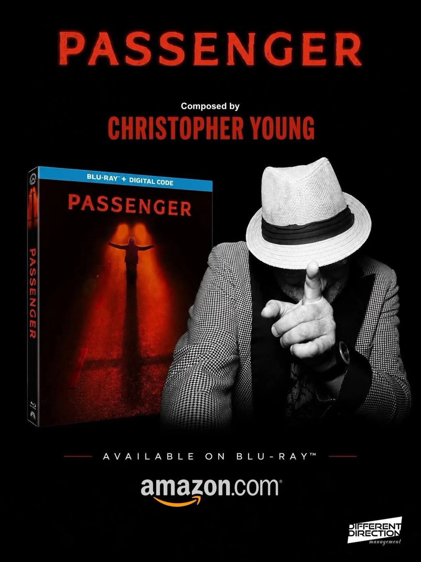 Lovers of physical media, head on over to Amazon.com to pick up a Blu-ray or DVD of the just released horror film, 𝙋𝘼𝙎𝙎𝙀𝙉𝙂𝙀𝙍, scored by our 2x Emmy &amp; Golden Globe nominated legend, composer Christopher Young @officialchristopheryoung. 

