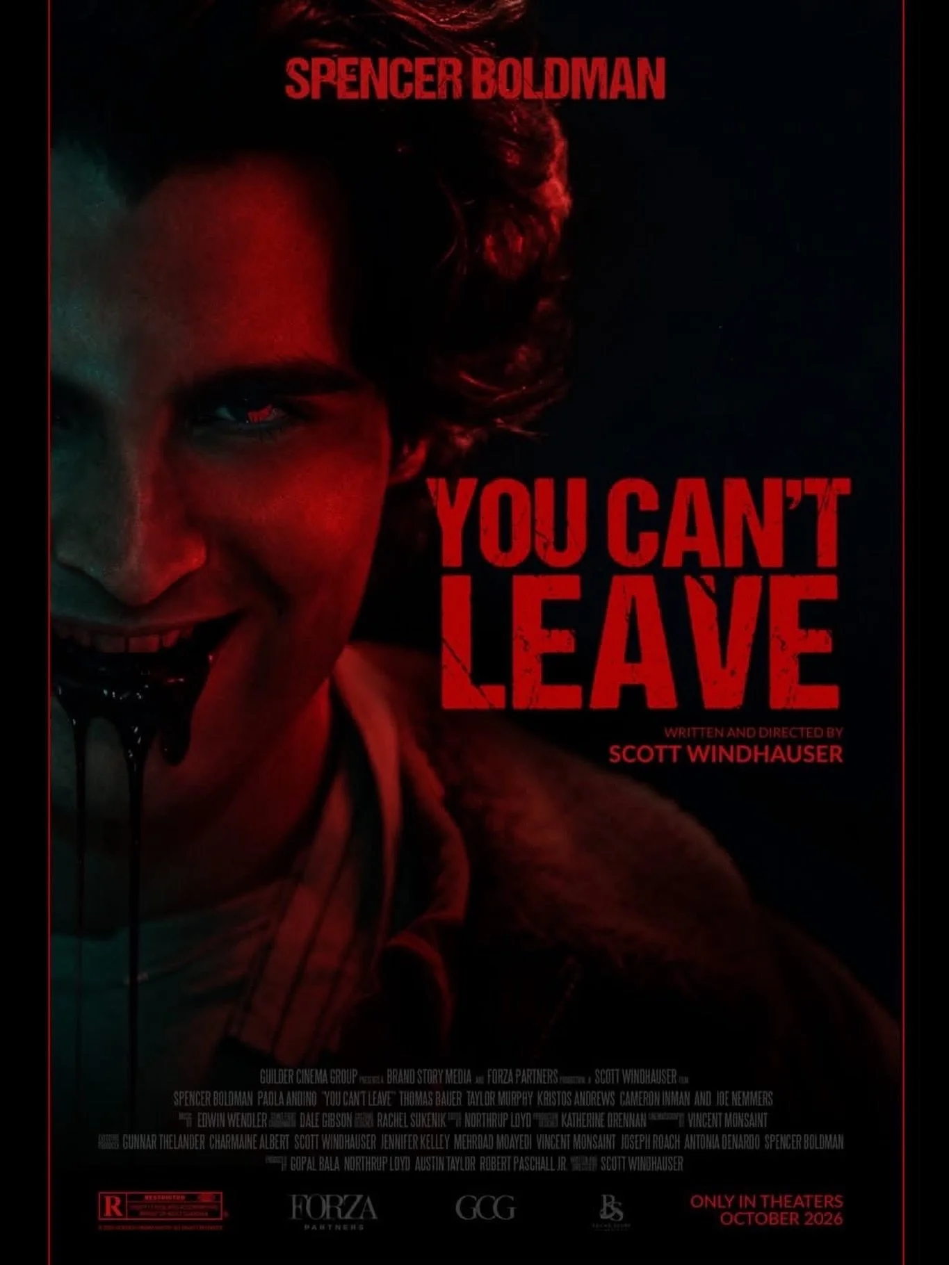 🚨 POSTER REVEAL 🚨
𝙔𝙊𝙐 𝘾𝘼𝙉&rsquo;𝙏 𝙇𝙀𝘼𝙑𝙀
Directed by @scottwindhauser
Music by Edwin Wendler @edwinwendler
Trailer: LINK IN PROFILE

Watch this only in theaters Friday October 16th. In less than two months, the trailer for 𝙔𝙊𝙐 𝘾𝘼𝙉&