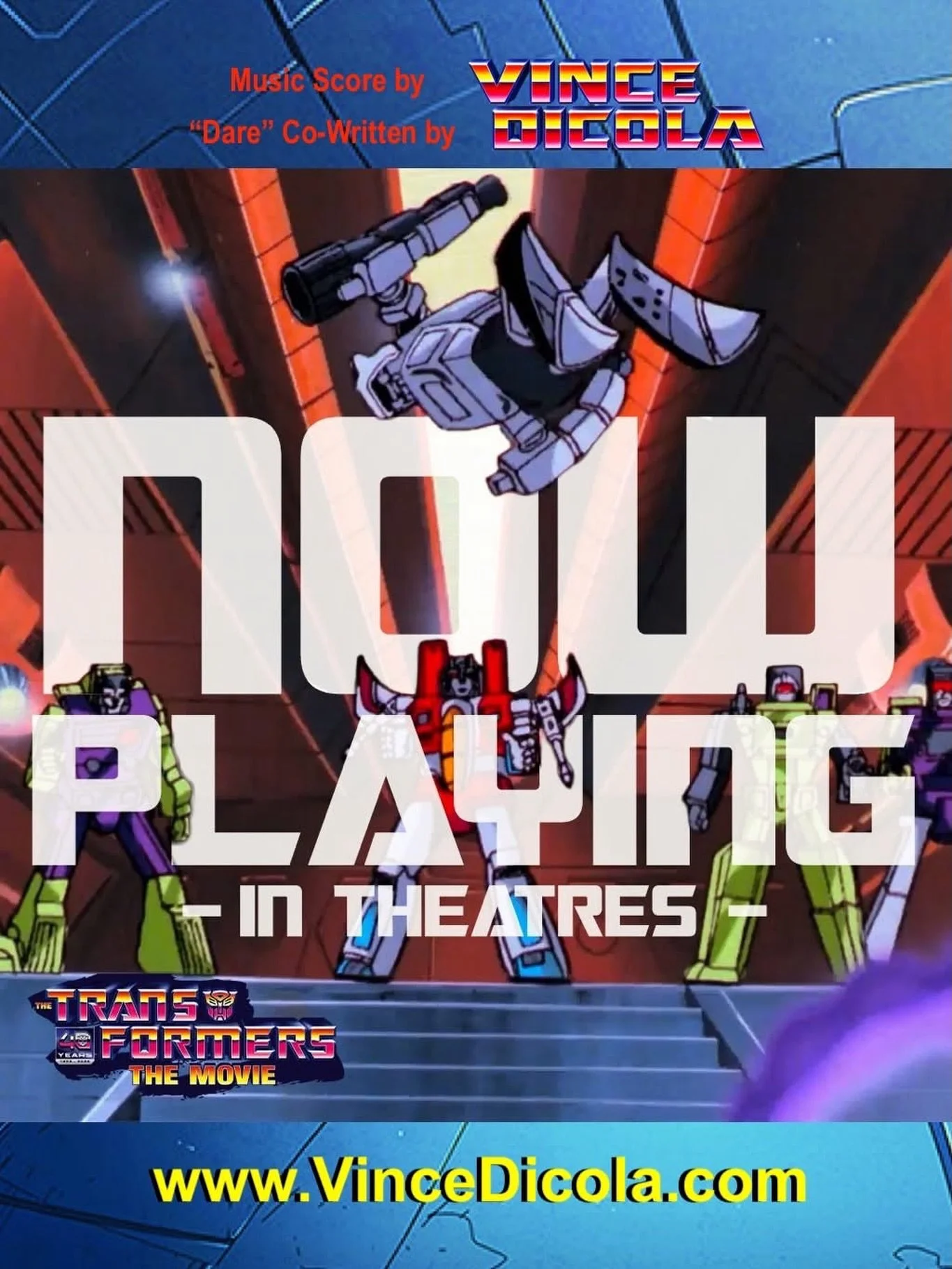 The wait is over! 

𝙏𝙃𝙀 𝙏𝙍𝘼𝙉𝙎𝙁𝙊𝙍𝙈𝙀𝙍𝙎 𝙏𝙃𝙀 𝙈𝙊𝙑𝙄𝙀 is back in theaters celebrating its 40th Anniversary! The movies score and song 𝘋𝘈𝘙𝘌 (co-written) by our Grammy &amp; Golden Globe nominated legend, Vince DiCola @dicolaofficia