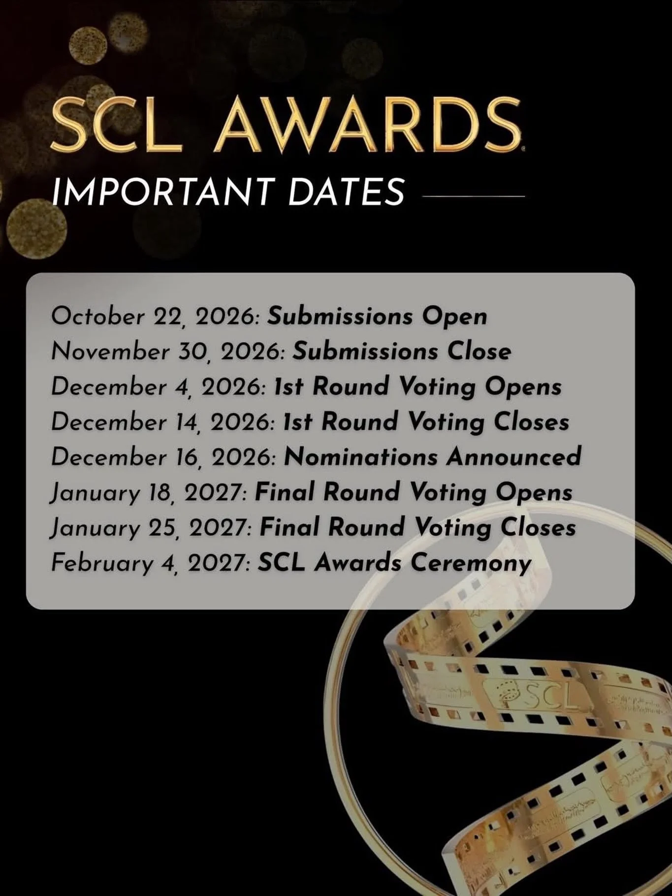 The 8th Annual The Society of Composers &amp; Lyricists Awards are coming up. Please follow the link below to learn how you can submit your music. Best of luck to all the composers and songwriters who submit music! @_the_scl 

www.thescl.com/scl-awar