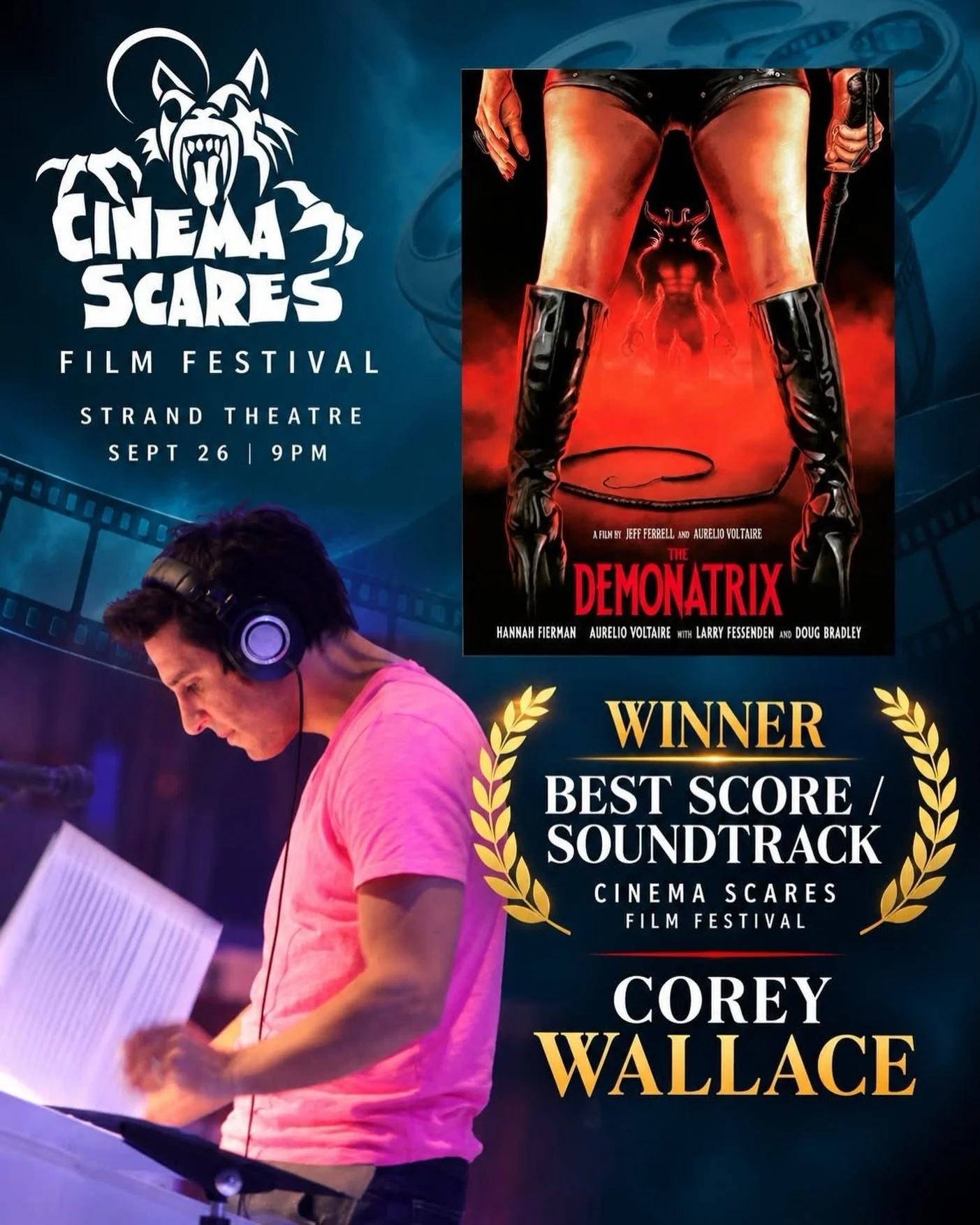 Another movie another award!

Congrats to our client, Corey Wallace @corey.composer, on his &lsquo;Best Score/Soundtrack&rsquo; win at the Cinema Scares Film Festival!
*
*
*
#coreywallace #award #cinemascares #thedemonatrix #filmfestival @ascap @asca