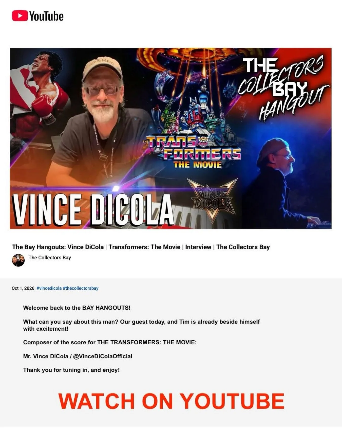 New interview with our Grammy &amp; Golden Globe nominated client, Vince DiCola @dicolaofficial, just dropped! Follow-the link for some fun!
*
Interview: LINK IN PROFILE
*
#vincedicola #interview #transformers #composer #soundtrack @ascap @ascapscree