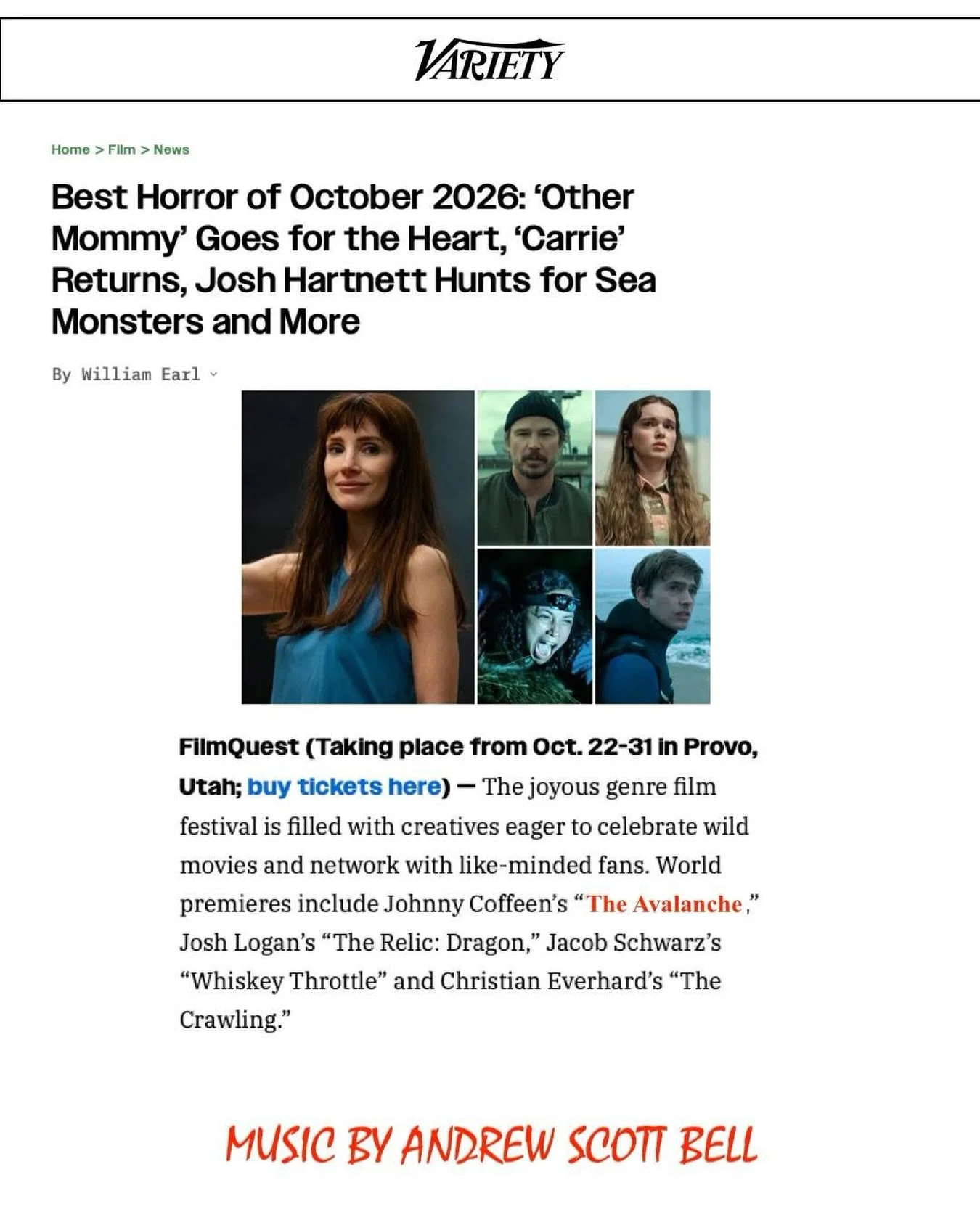Variety had a nice recap of some of the best horror films this month including a nice write-up about 𝙏𝙃𝙀 𝘼𝙑𝘼𝙇𝘼𝙉𝘾𝙃𝙀 scored by our innovated client, Andrew Scott Bell @andrewscottbell!
*
Article: LINK IN PROFILE
*
#andrewscottbell #theavala
