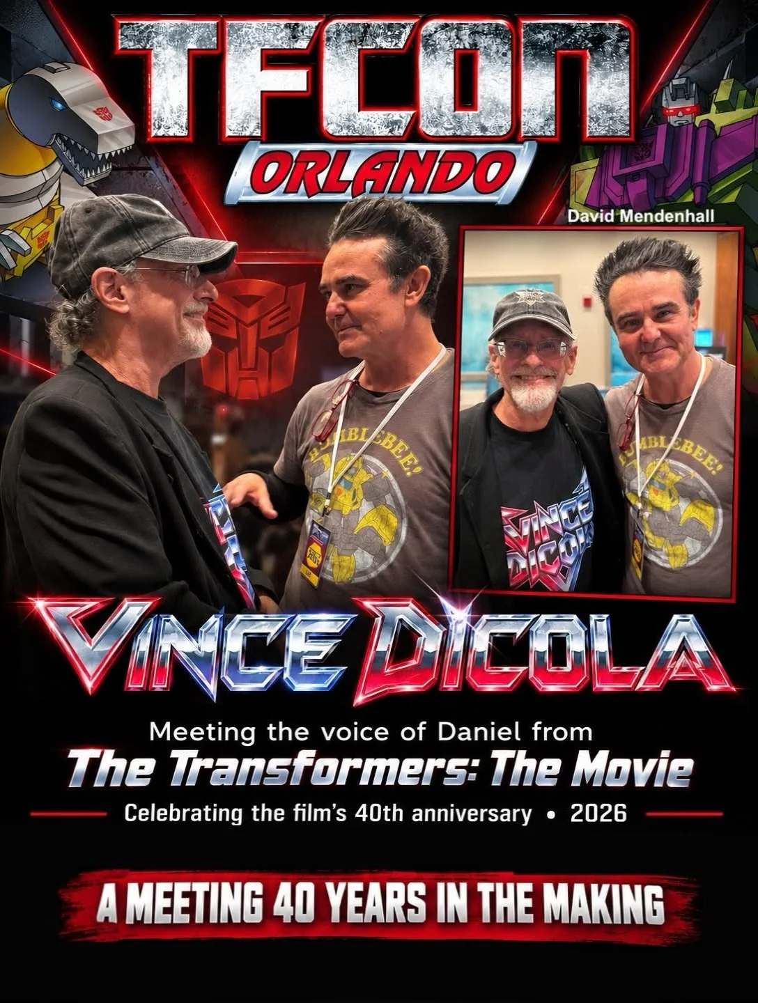 Our Grammy &amp; Golden Globe nominated composer, songwriter and client, Vince DiCola @dicolaofficial, just met the voice of &lsquo;Daniel&rsquo; (actor David Mendenhall) from the 1986 animated classic, 𝙏𝙃𝙀 𝙏𝙍𝘼𝙉𝙎𝙁𝙊𝙍𝙈𝙀𝙍𝙎: 𝙏𝙃𝙀 𝙈𝙊𝙑?